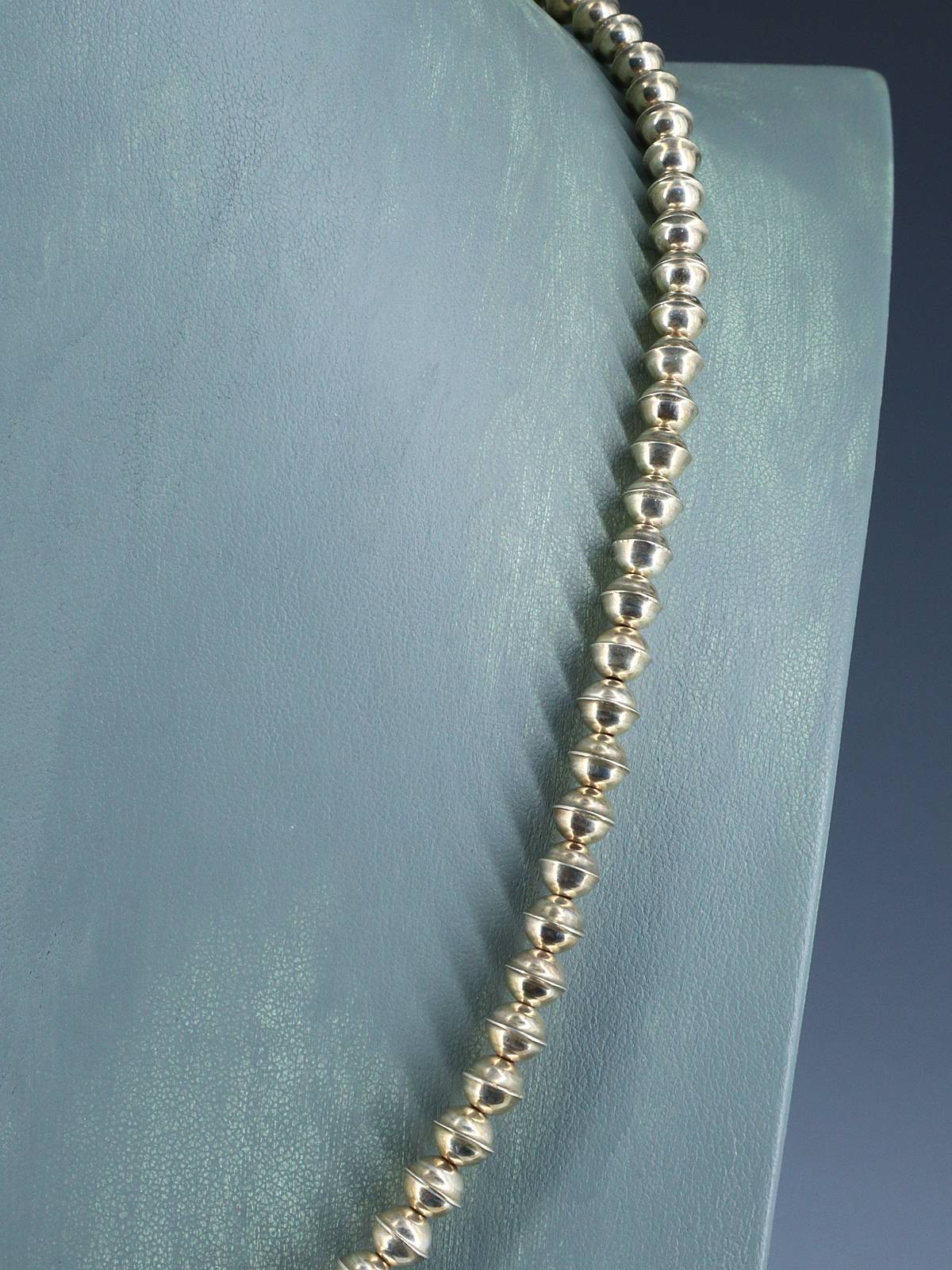 Estate Sterling Silver 6mm Bench Bead Necklace