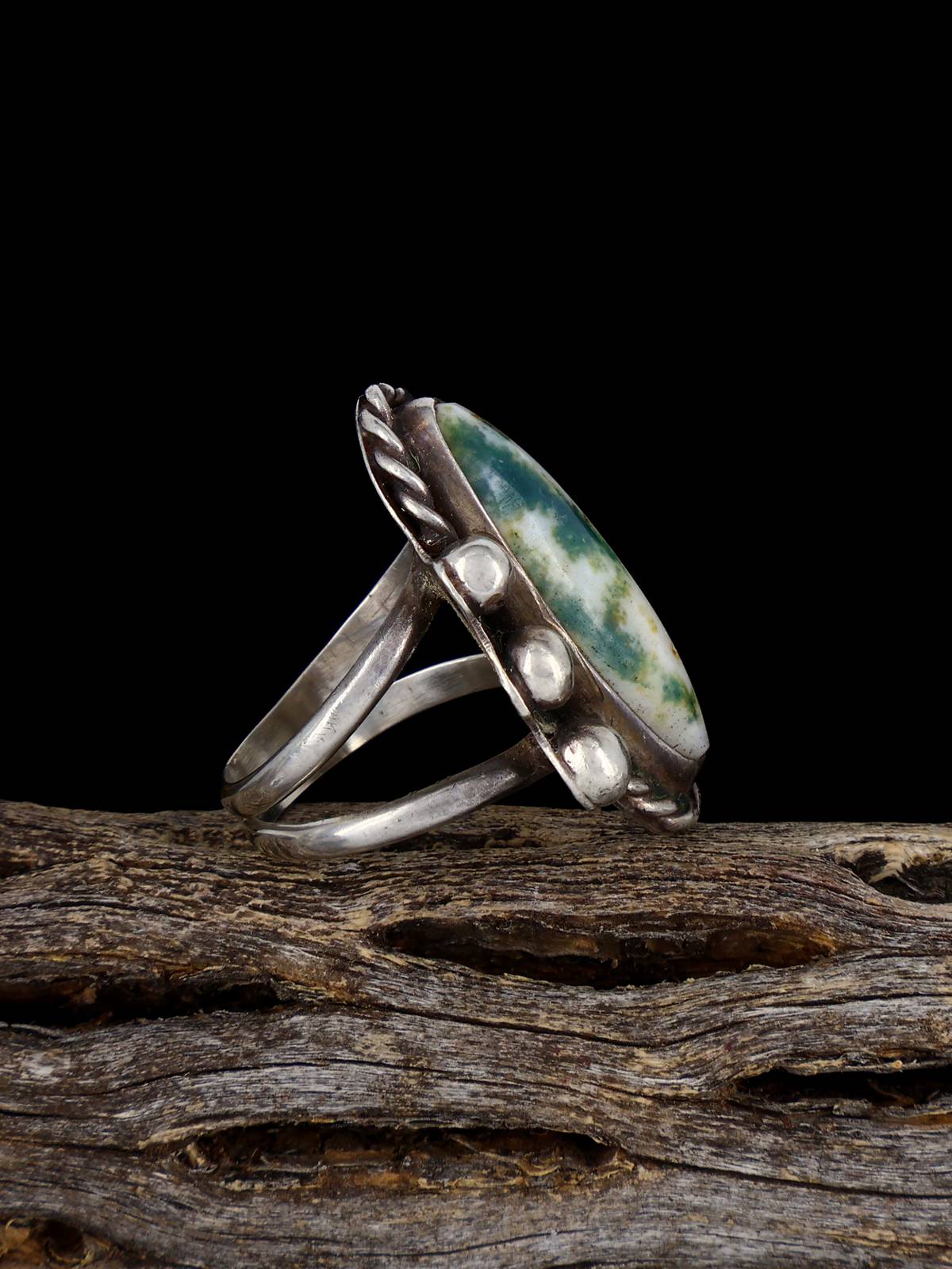 Old Sterling Silver Ocean Jasper Ring, Size 6 - PuebloDirect.com
