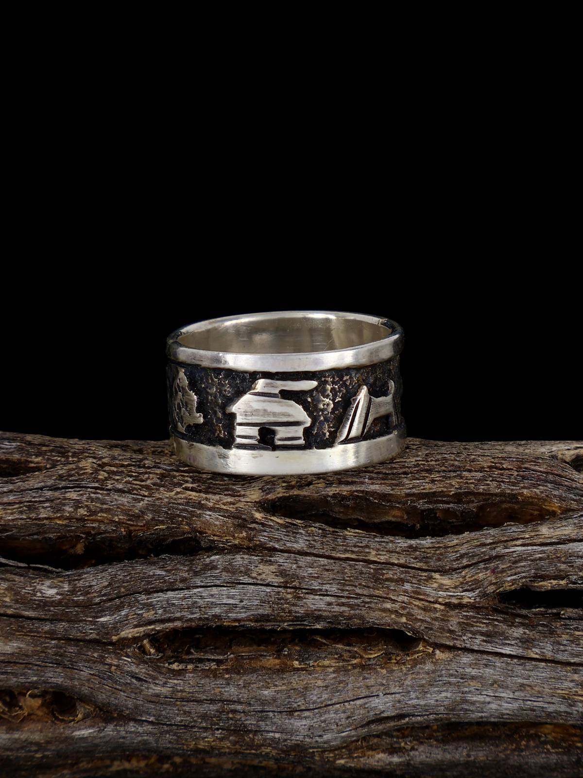 Estate Sterling Silver Storyteller Overlay Ring, Size 5 3/4