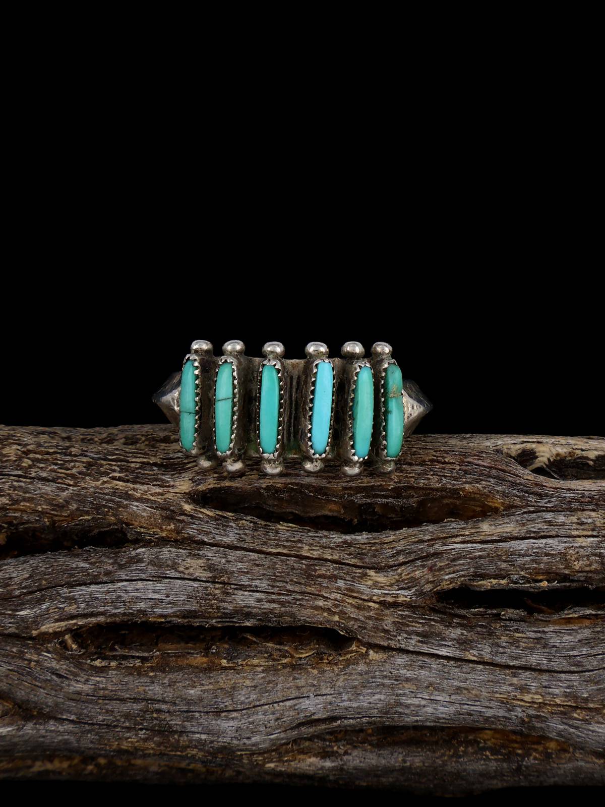 Vintage Native American Zuni Turquoise Sterling Silver Ring, Size 6 1/2