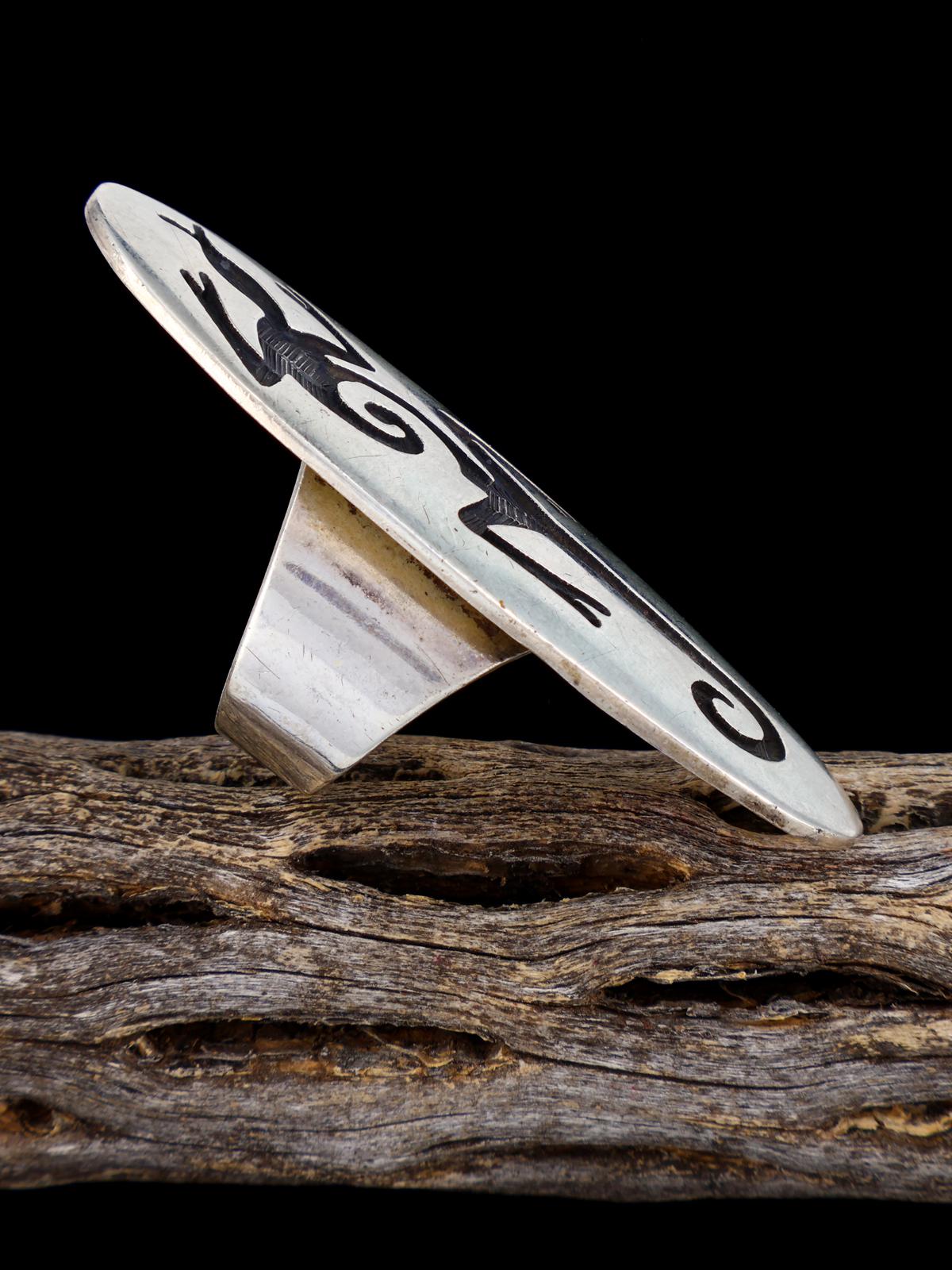 Anillo turquesa de plata de ley Vintage Estate, tamaño 8.5