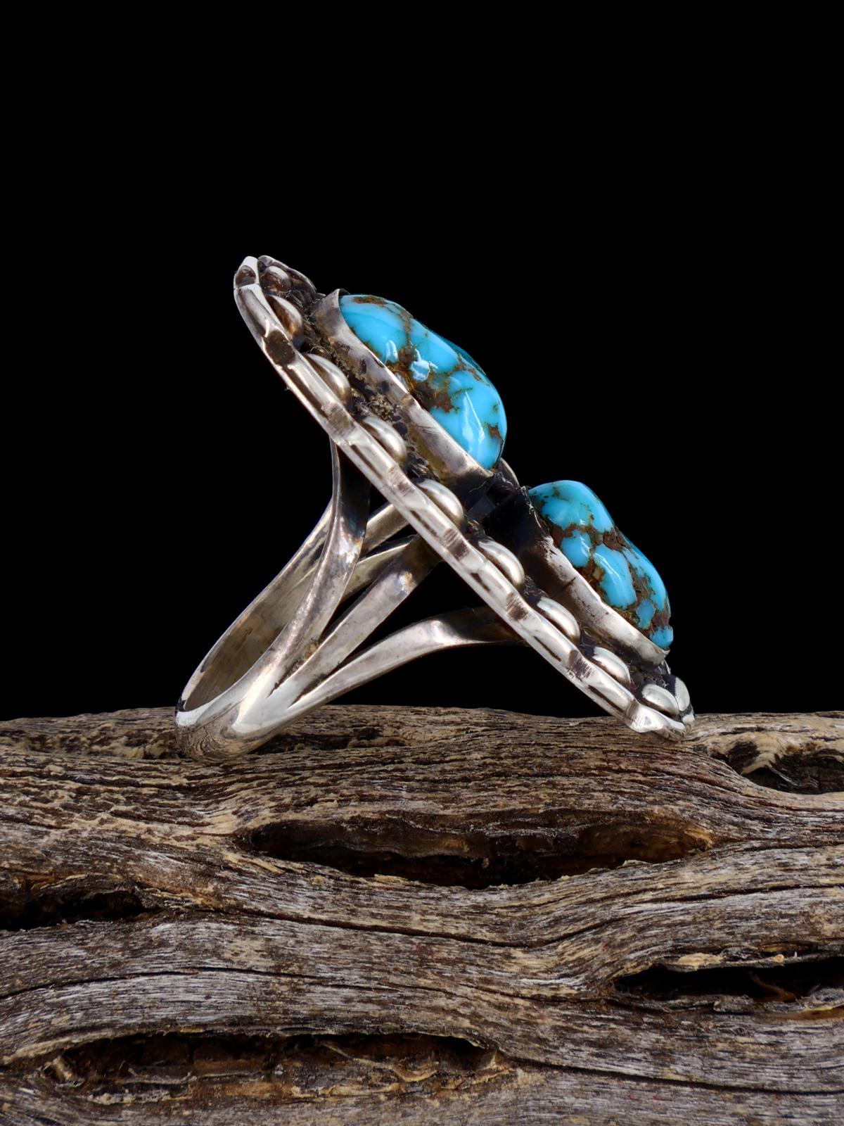Vintage Native American Sterling Silver Turquoise Ring, Size 6.5 - PuebloDirect.com