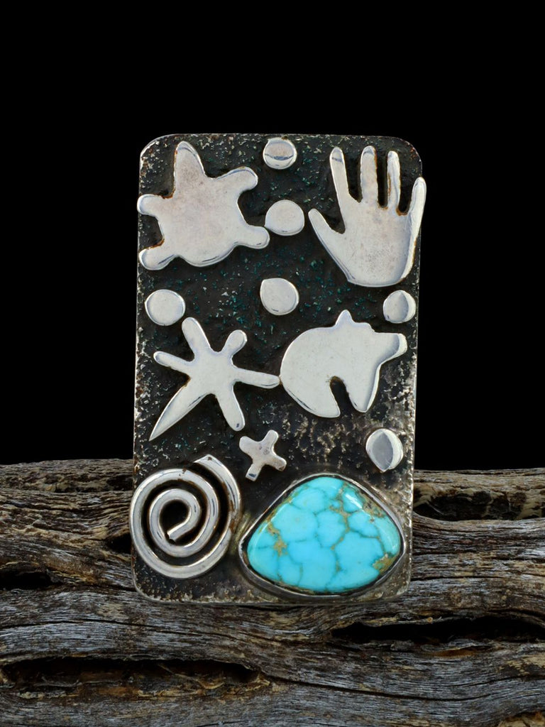 Estate Sterling Silver Navajo #8 Turquoise Ring, Size 7 - PuebloDirect.com