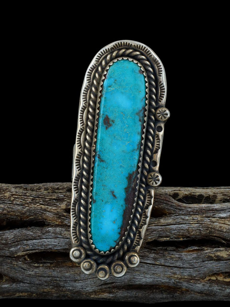Vintage Native American Sterling Silver Turquoise Ring, Size 8 - PuebloDirect.com