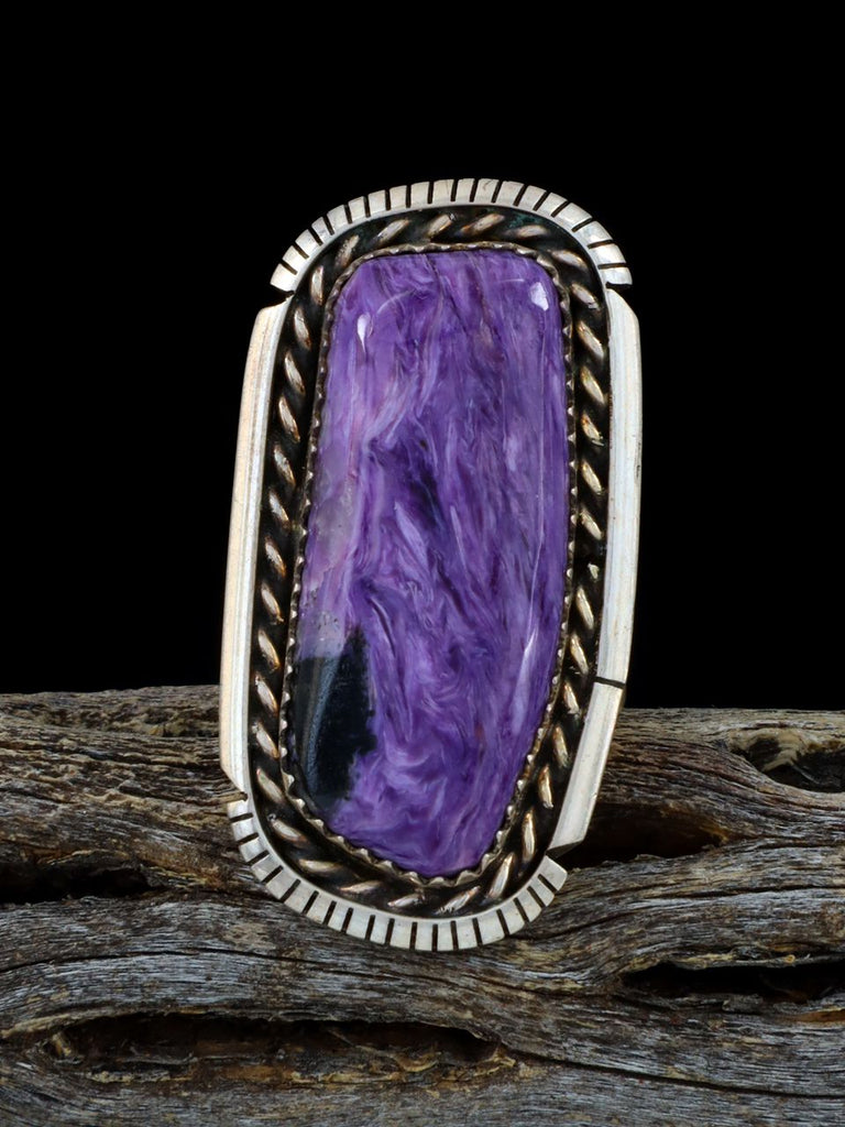 Vintage Native American Sterling Silver Charoite Ring, Size 7 - PuebloDirect.com