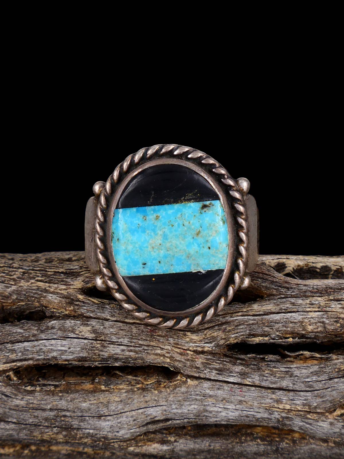 Old Sterling Silver Multistone Inlay Ring, Size 9 - PuebloDirect.com