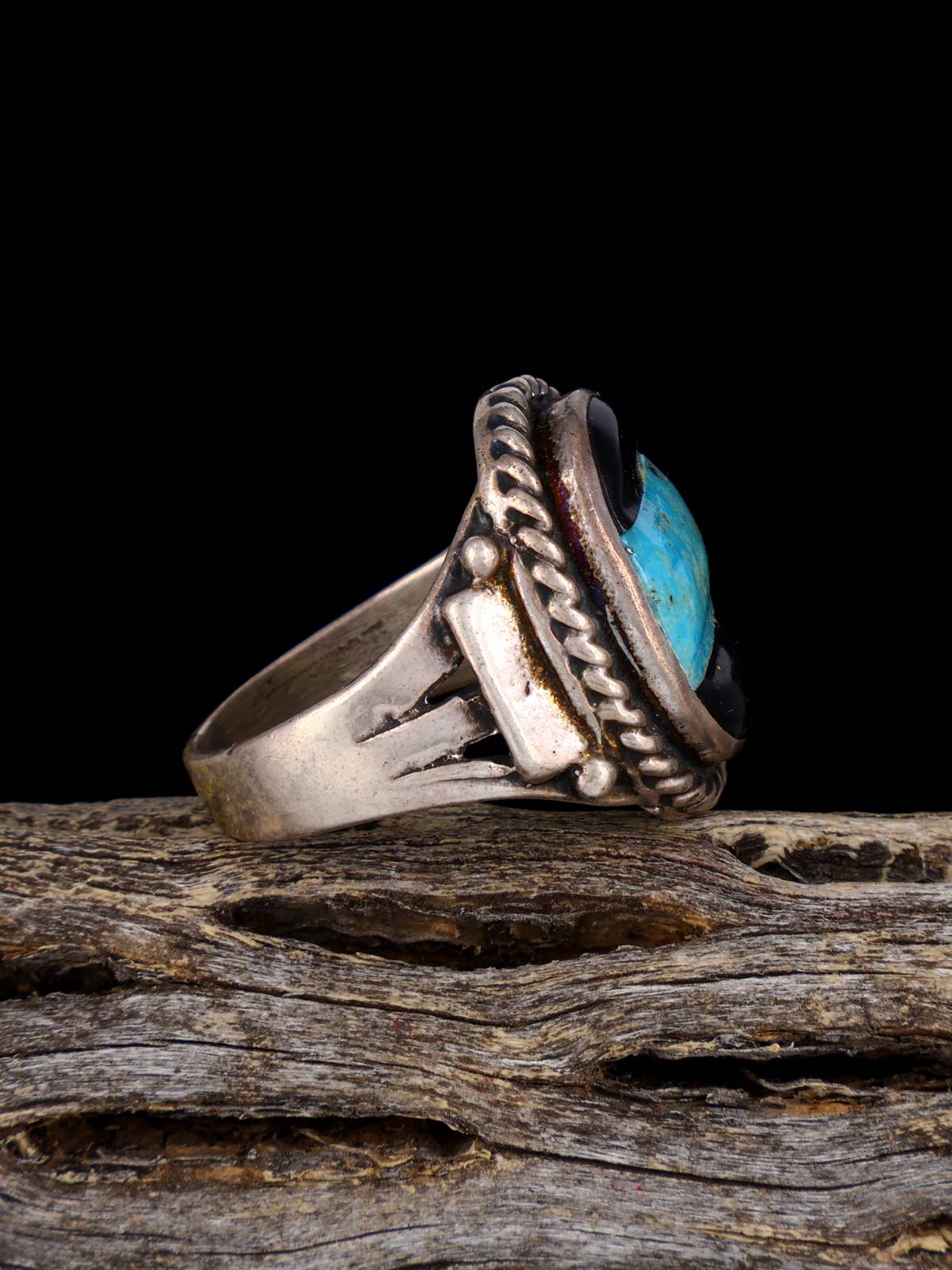 Old Sterling Silver Multistone Inlay Ring, Size 9 - PuebloDirect.com