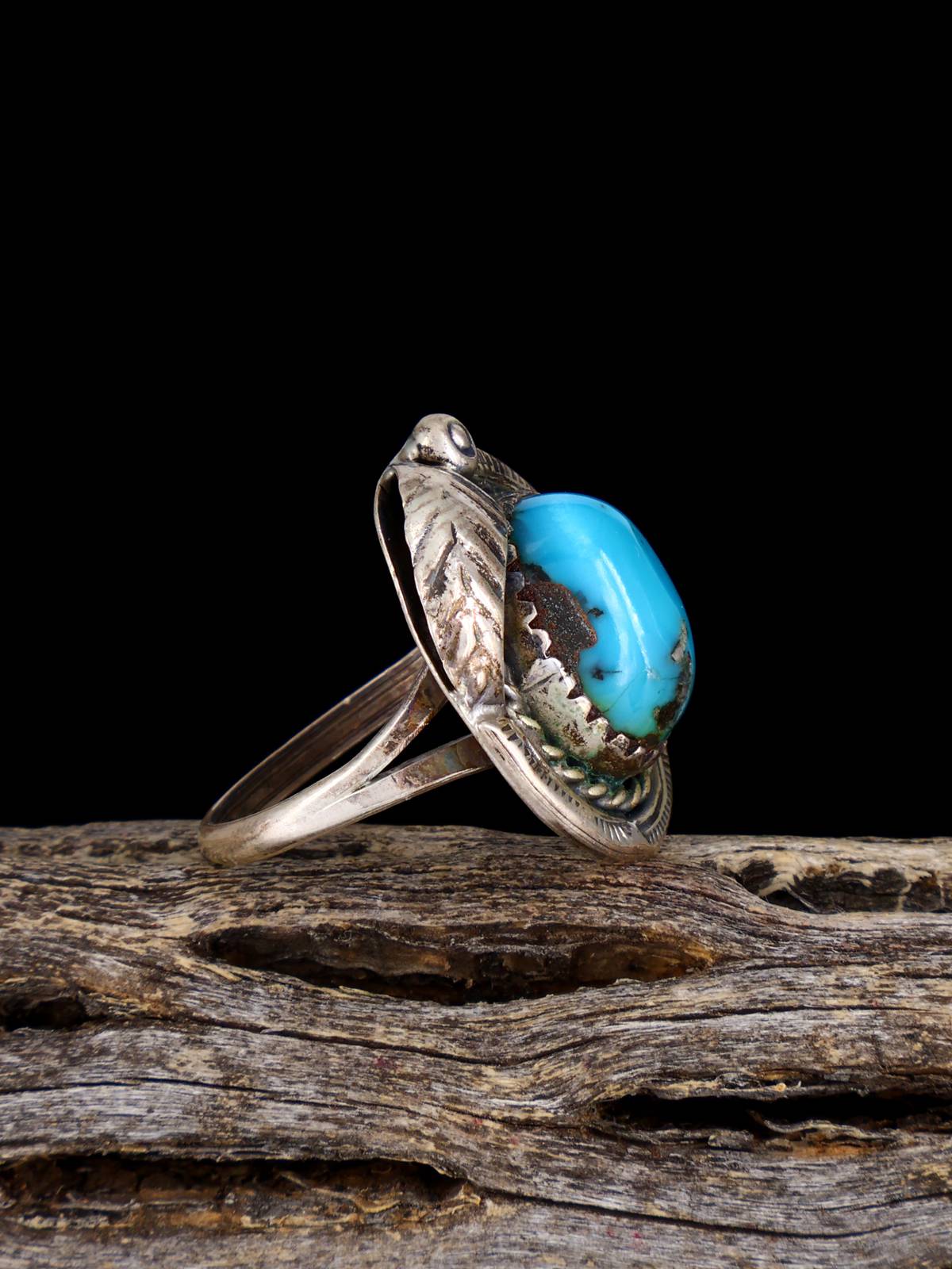 Estate Sterling Silver Turquoise Ring, Size 5 1/2 - PuebloDirect.com