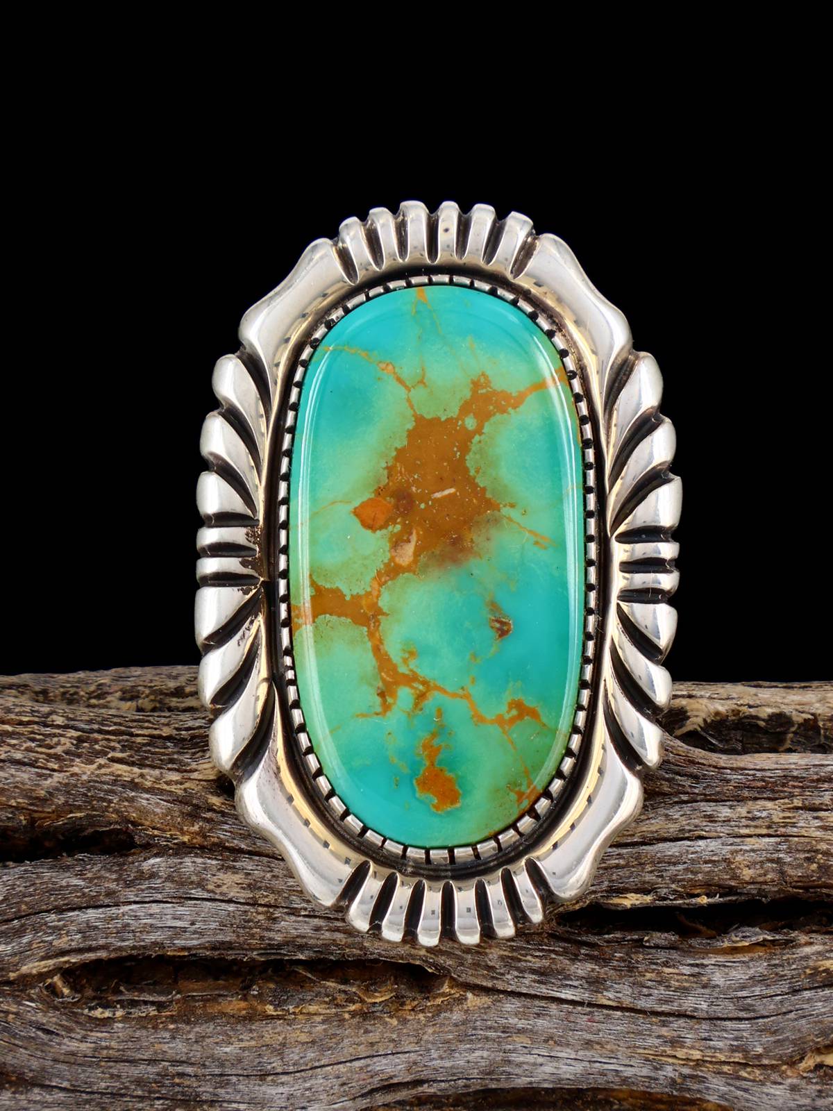Vintage Native American Turquoise Sterling Silver Ring, Size 9 1/4
