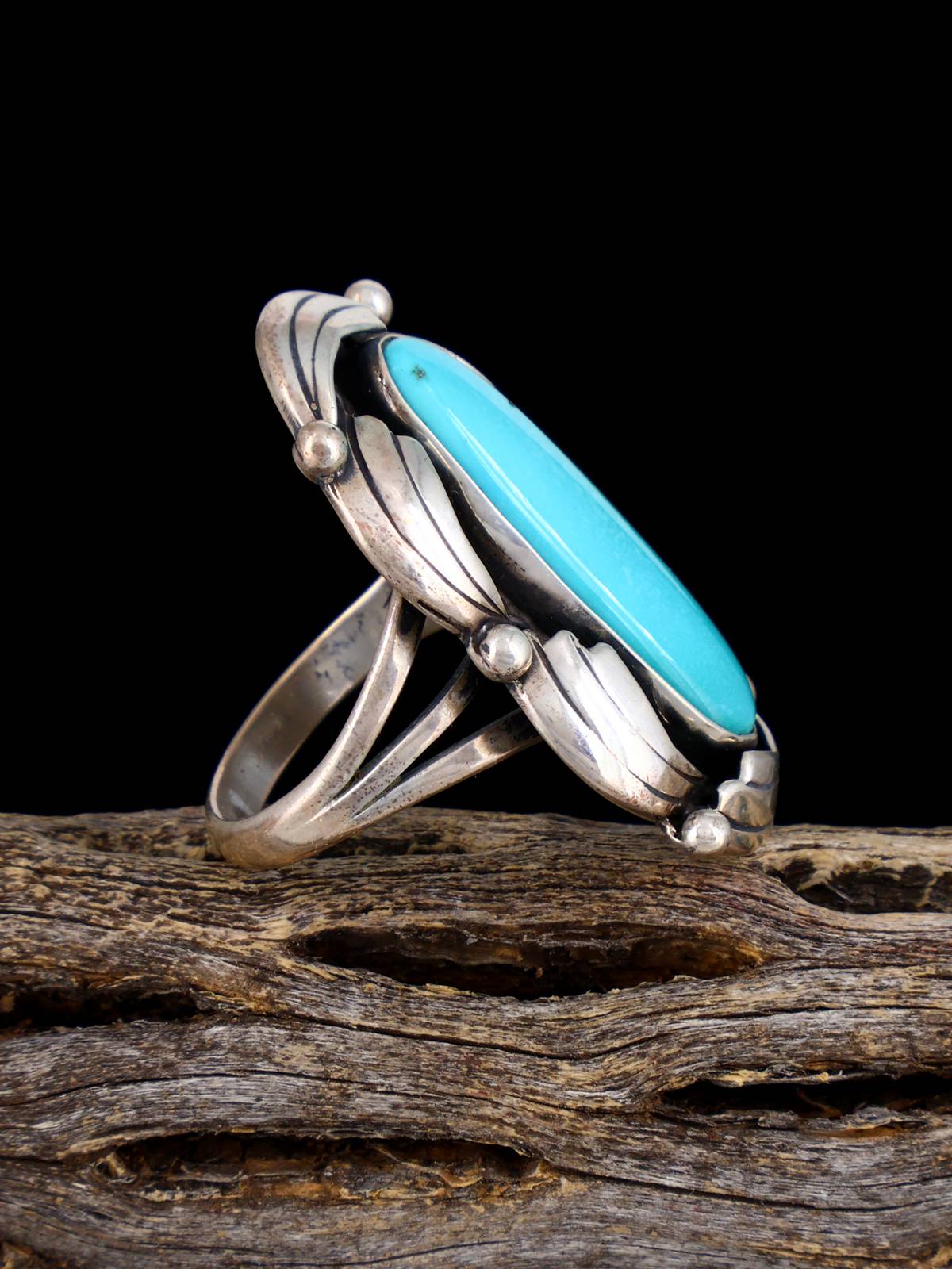 Vintage Native American Turquoise Sterling Silver Ring, Size 8