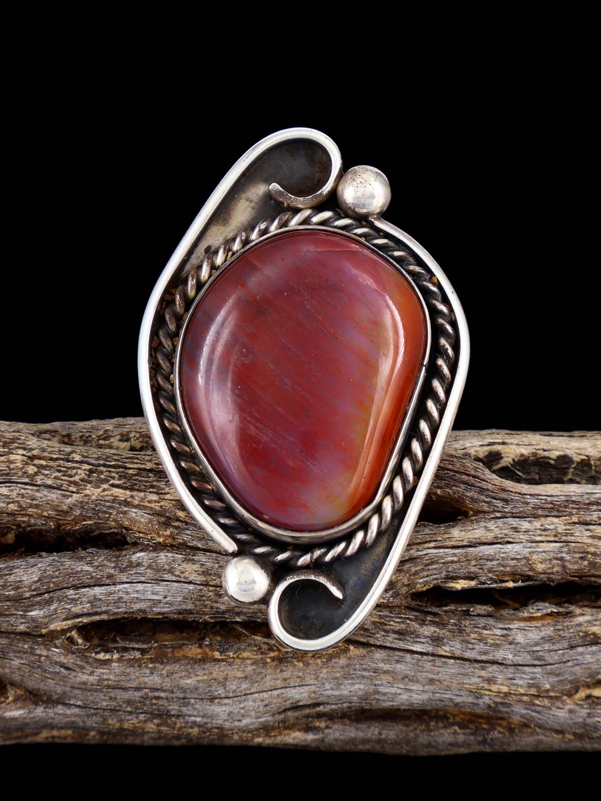 Vintage Sterling Silver Arizona Petrified Wood Ring, Size 6 3/4