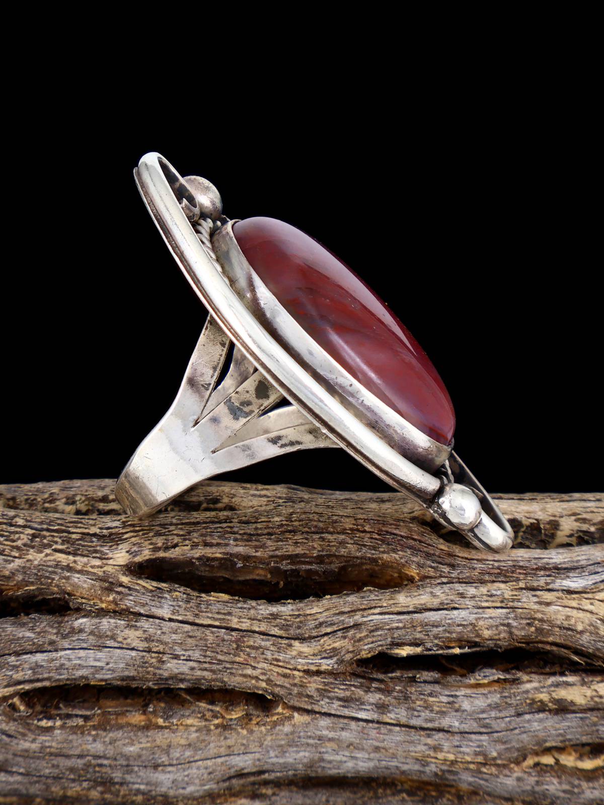 Vintage Sterling Silver Arizona Petrified Wood Ring, Size 6 3/4