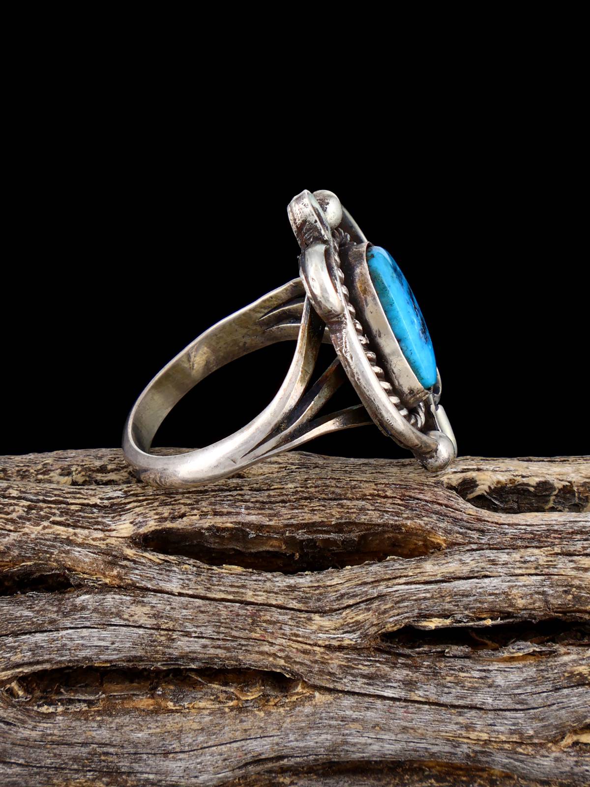 Vintage Native American Turquoise Spider Sterling Silver Ring, Size 7