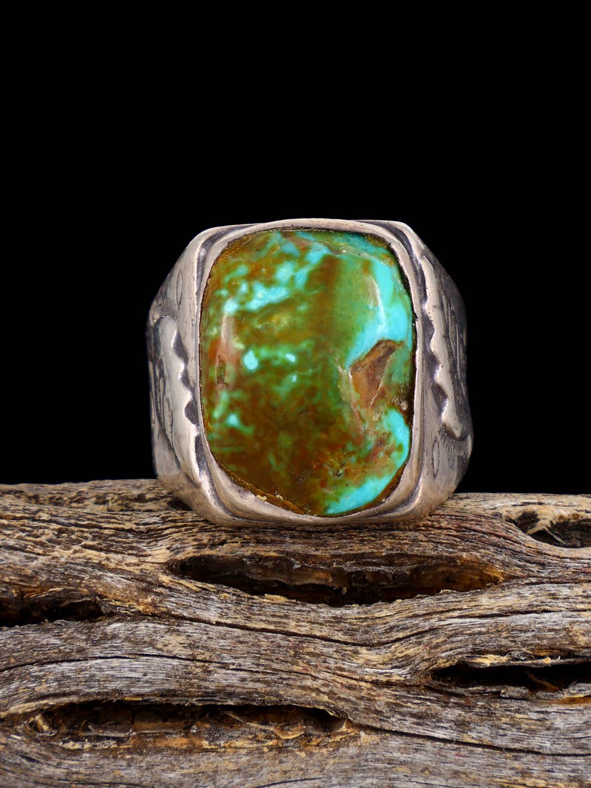 Vintage Native American Turquoise Nugget Sterling Silver Ring, Size 11 1/2