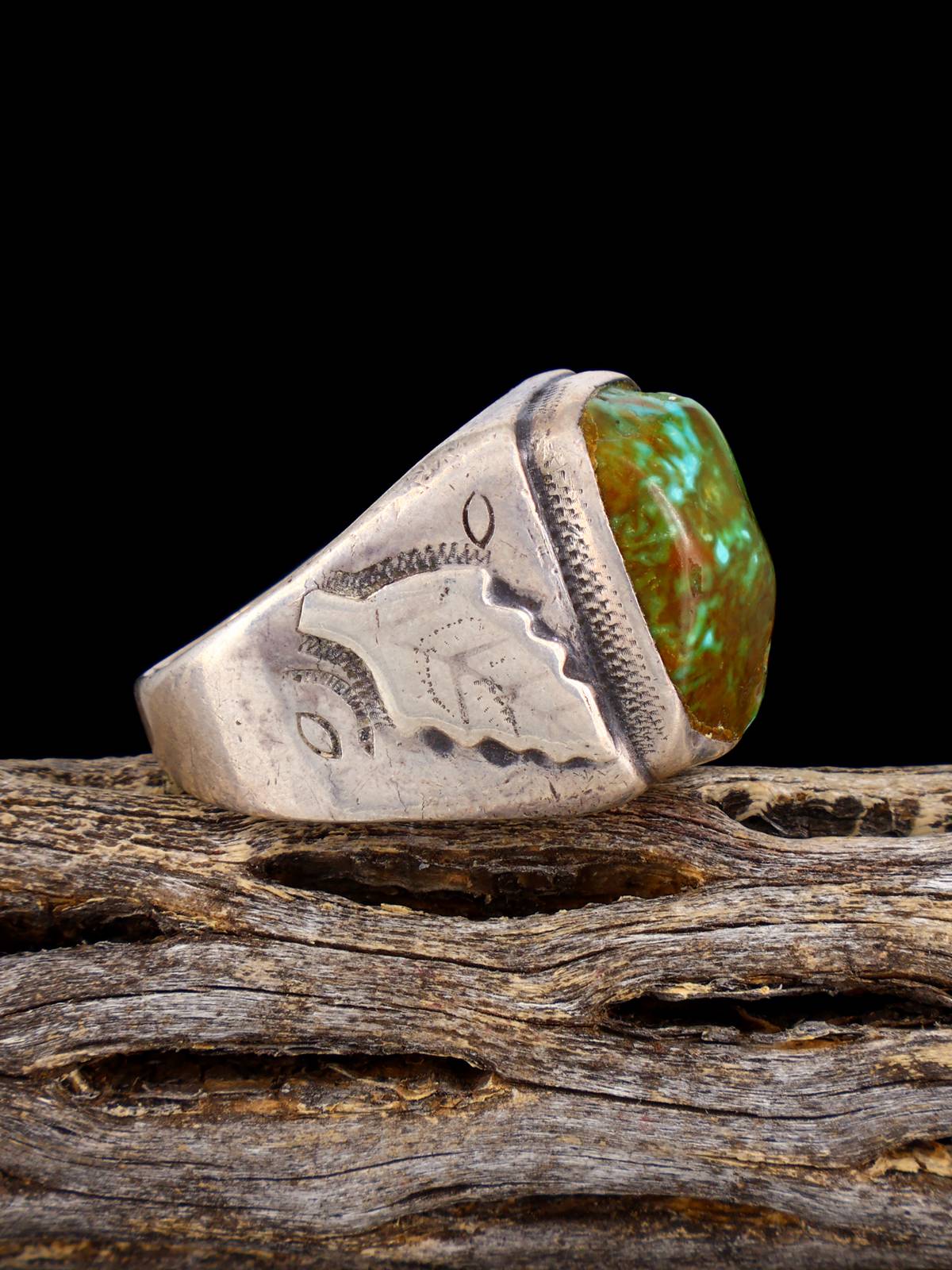 Vintage Native American Turquoise Nugget Sterling Silver Ring, Size 11 1/2