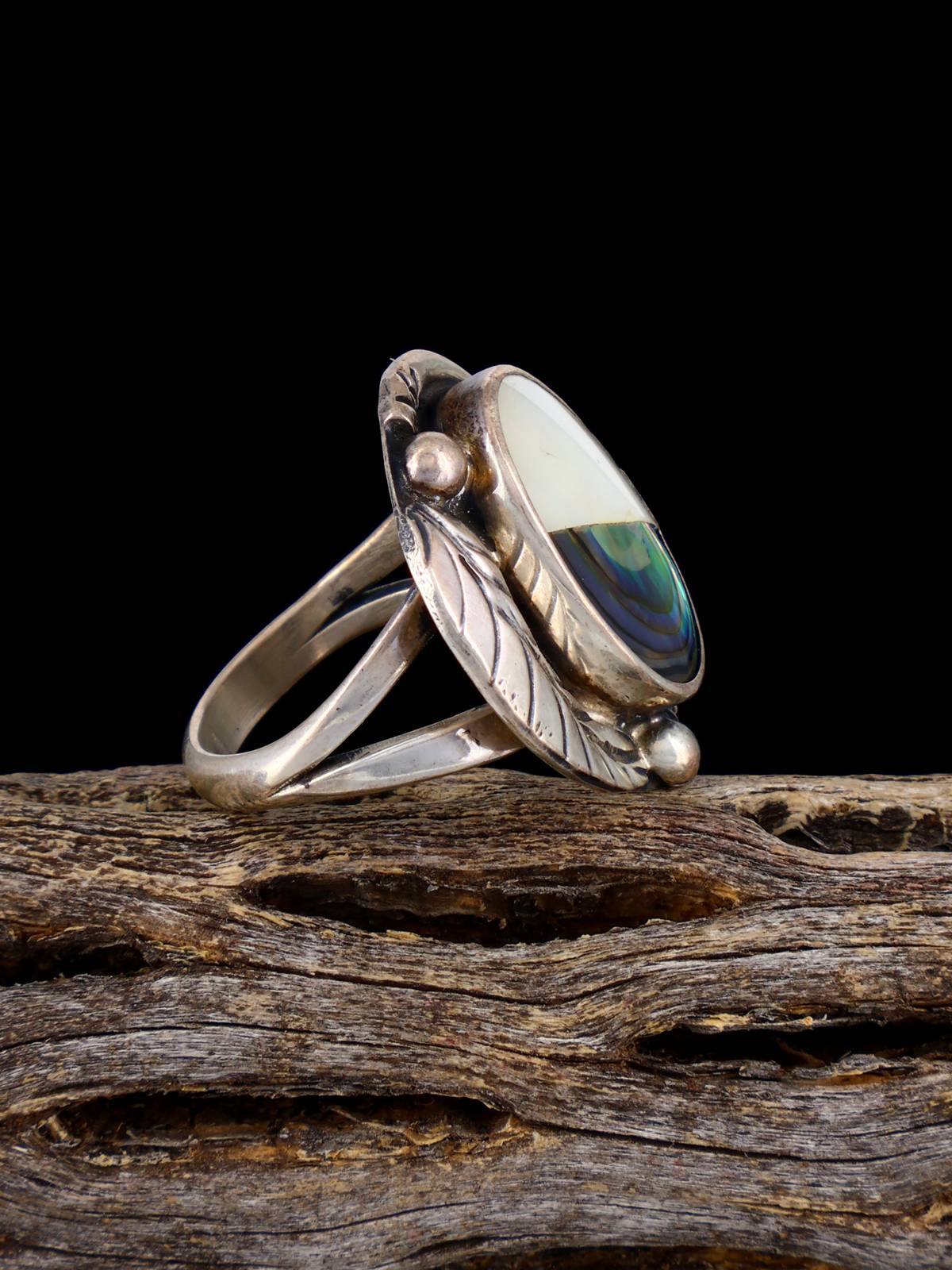 Vintage Native Sterling Silver Multistone Inlay Ring, Size 6 - PuebloDirect.com
