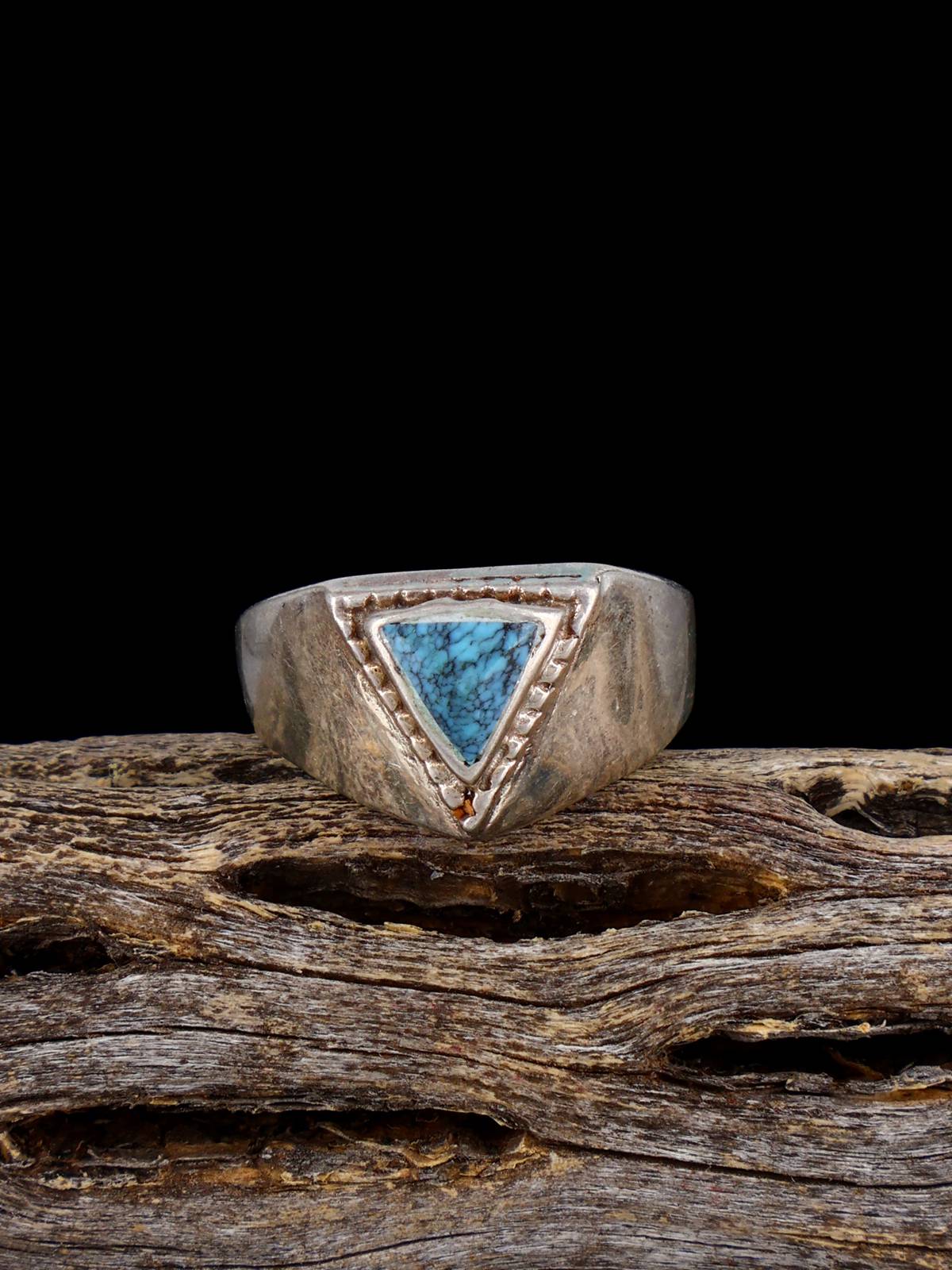 Old Estate Native American Turquoise Sterling Silver Ring, Size 5