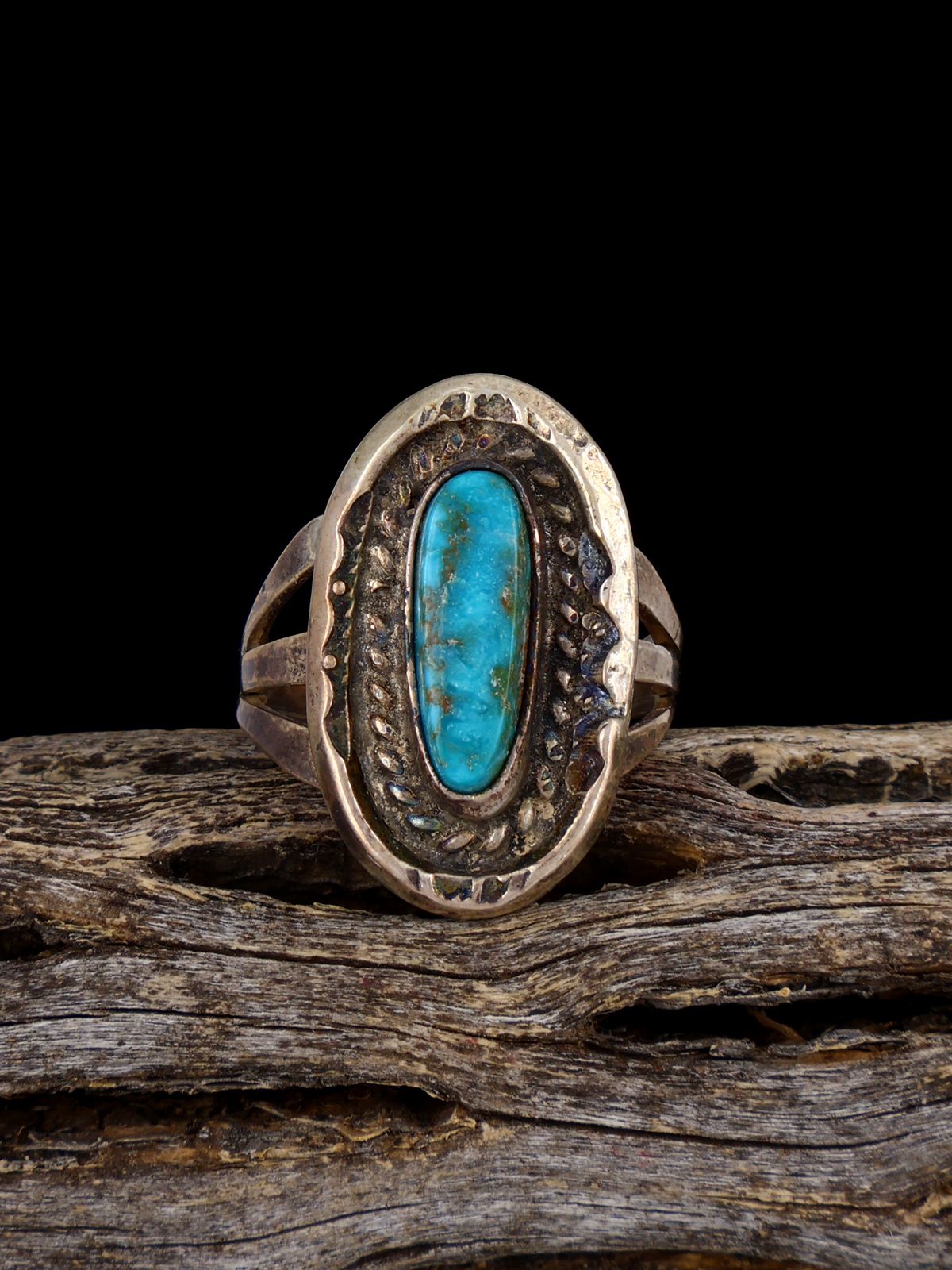 Old Estate Sterling Silver Turquoise Ring, Size 6 - PuebloDirect.com