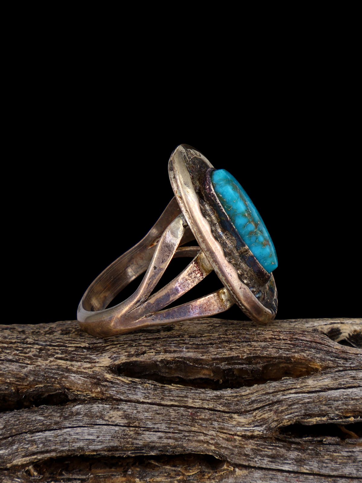 Old Estate Sterling Silver Turquoise Ring, Size 6 - PuebloDirect.com