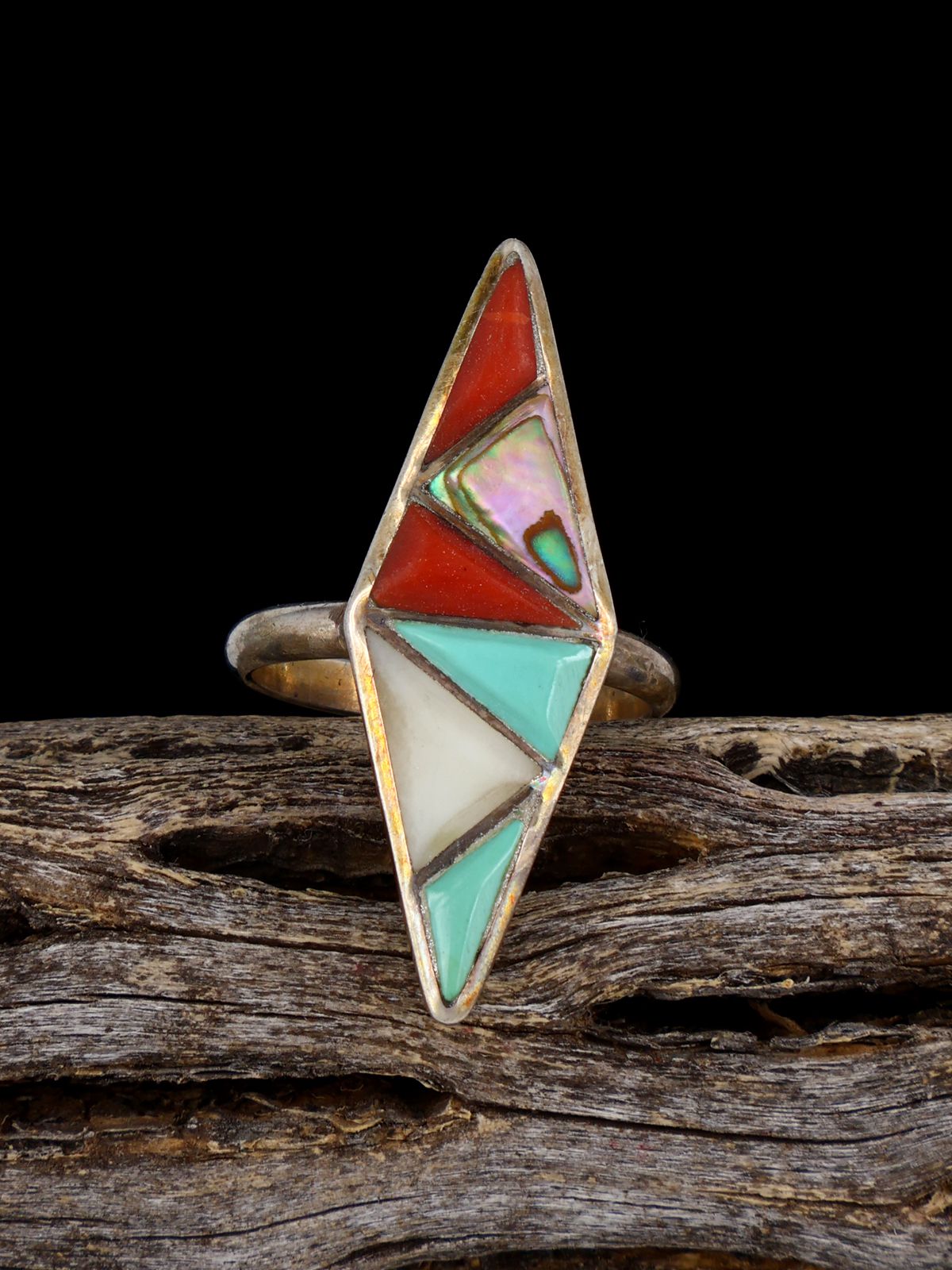 Estate Sterling Silver Inlay Ring, Size 5 3/4 - PuebloDirect.com
