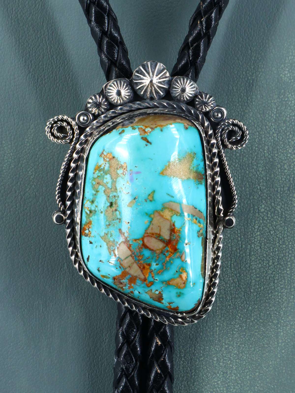 Navajo Sterling Silver Pilot Mountain Turquoise Bolo Tie