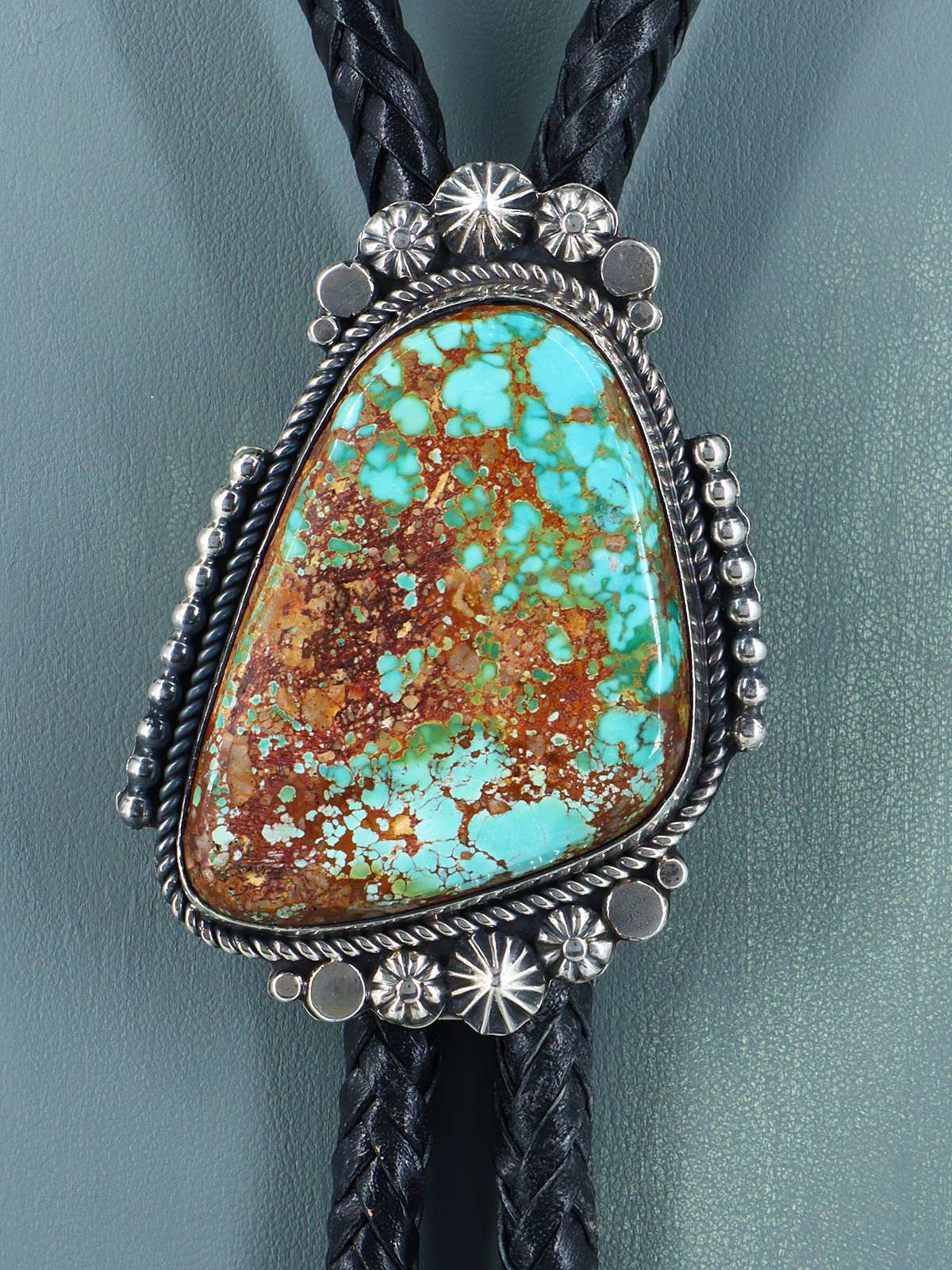 Native American Sterling Silver Pilot Mountain Turquoise Bolo Tie