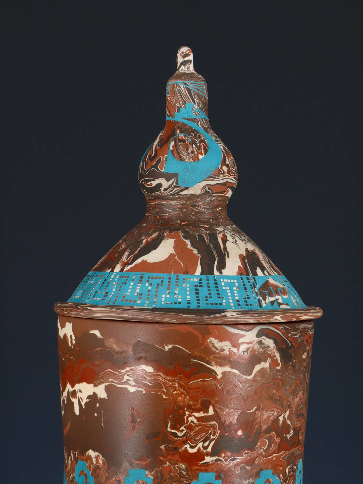 Mata Ortiz Hand Coiled and Painted Pottery Vase With Lid - PuebloDirect.com