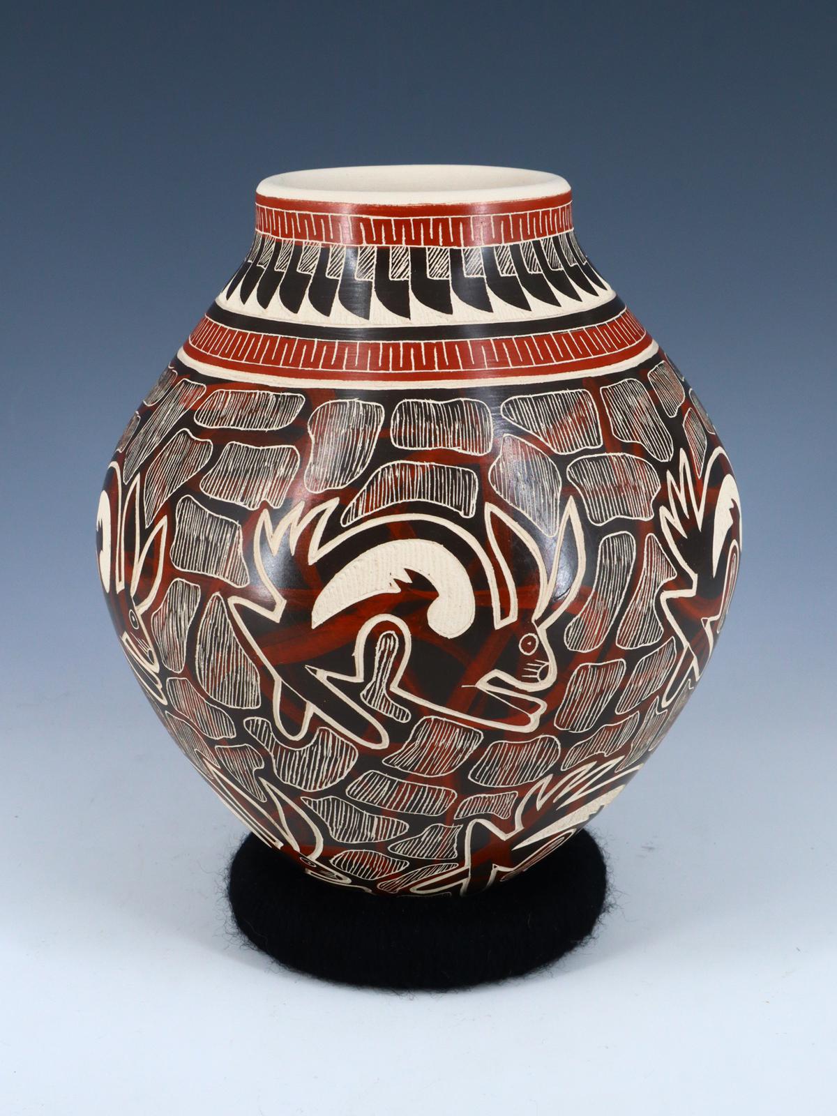 Mata Ortiz Poterie d’oiseau gravée enroulée à la main