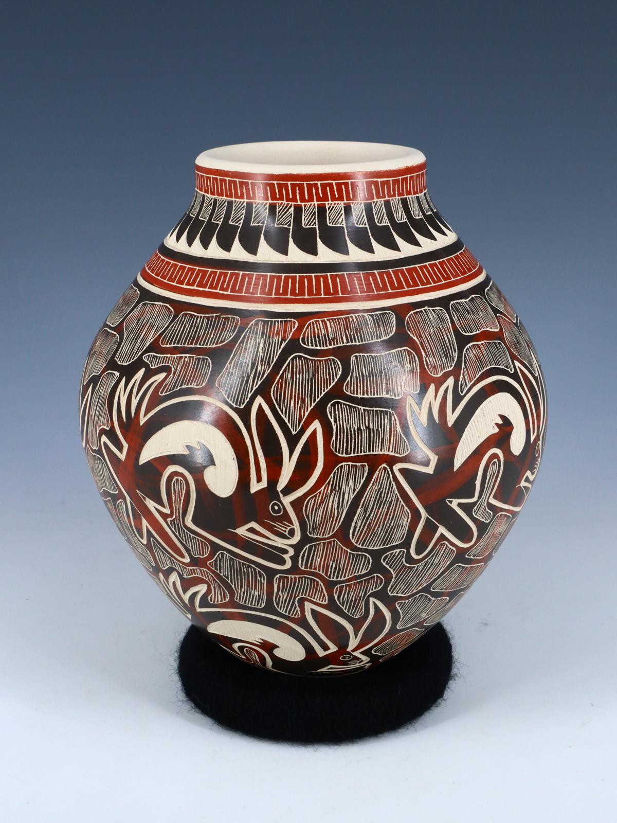 Mata Ortiz Poterie d’oiseau gravée enroulée à la main