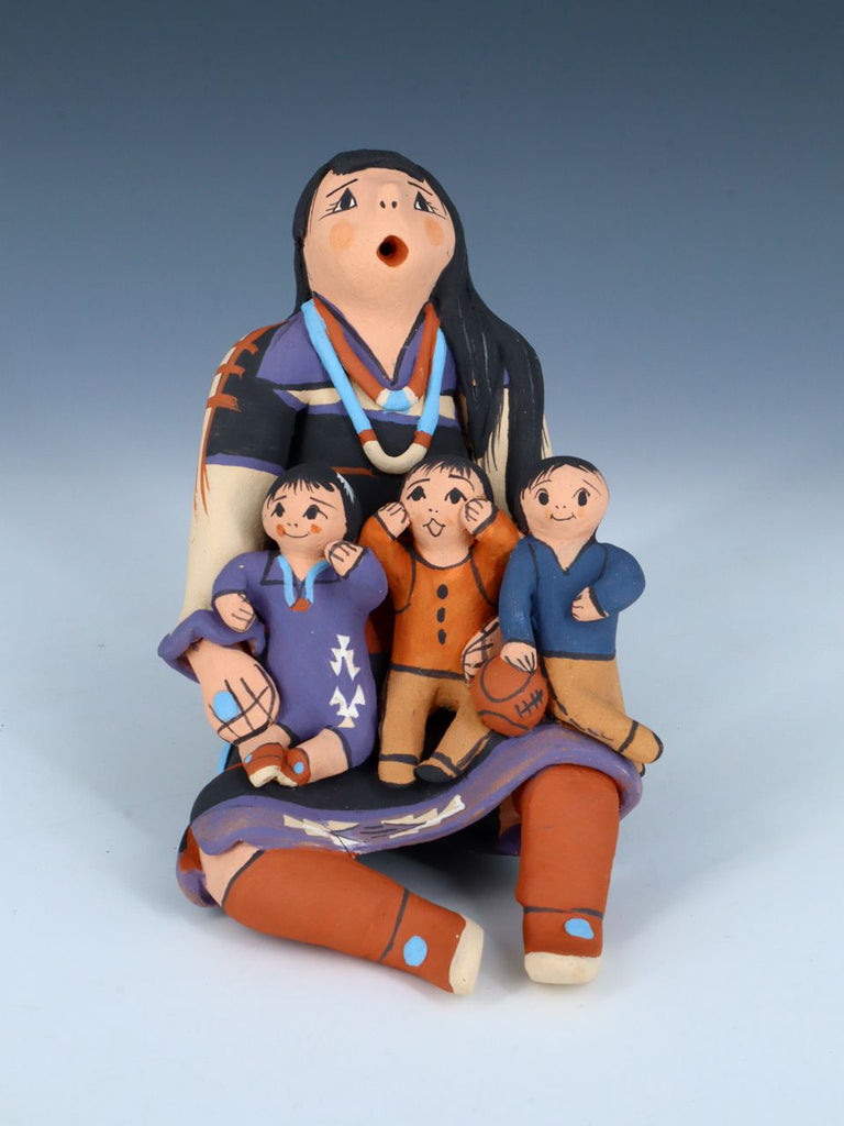 Jemez Pueblo Pottery Three Baby Storyteller - PuebloDirect.com