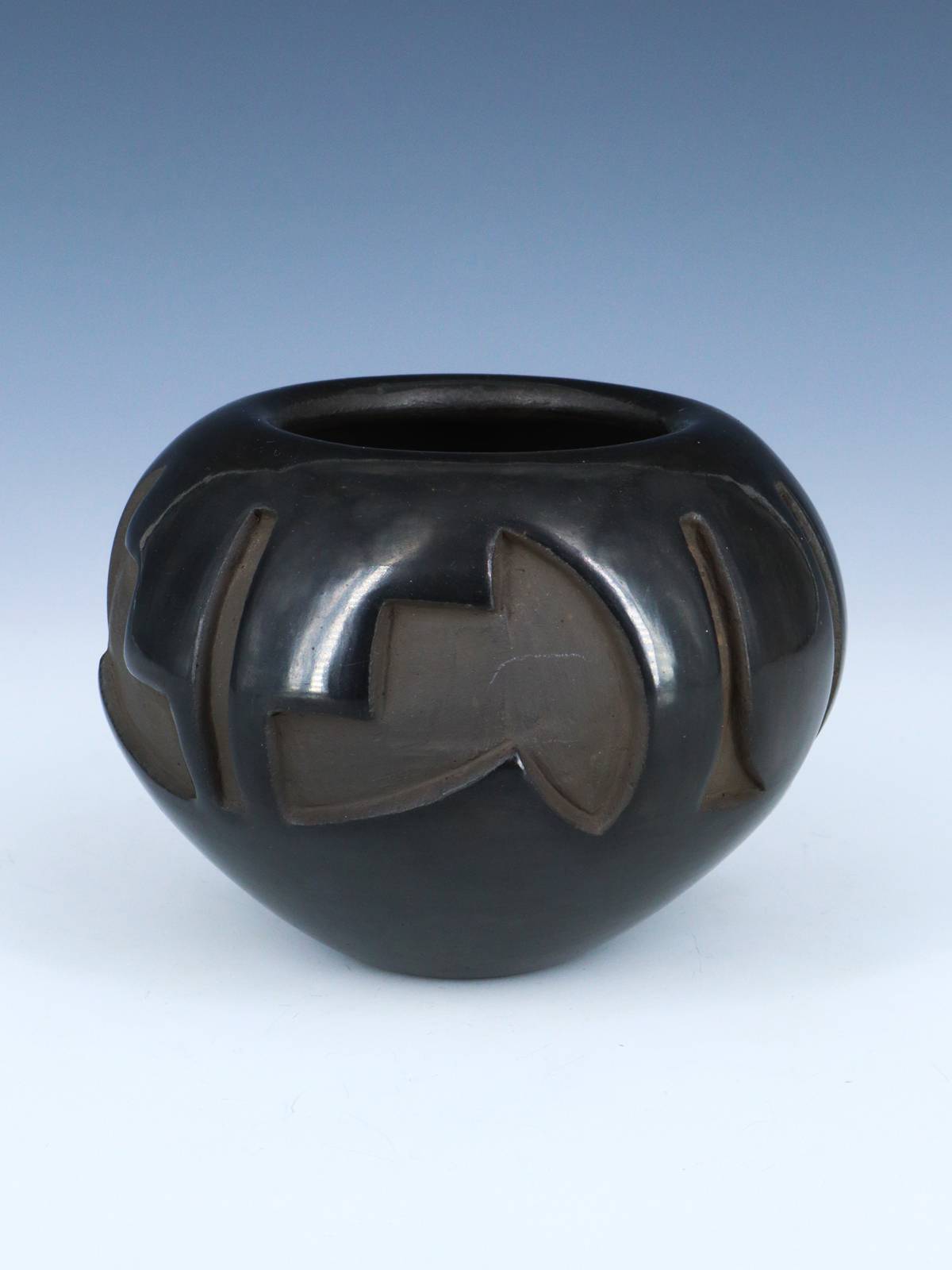 Estate Santa Clara Pueblo Hand Coiled Black Clay Pottery - PuebloDirect.com