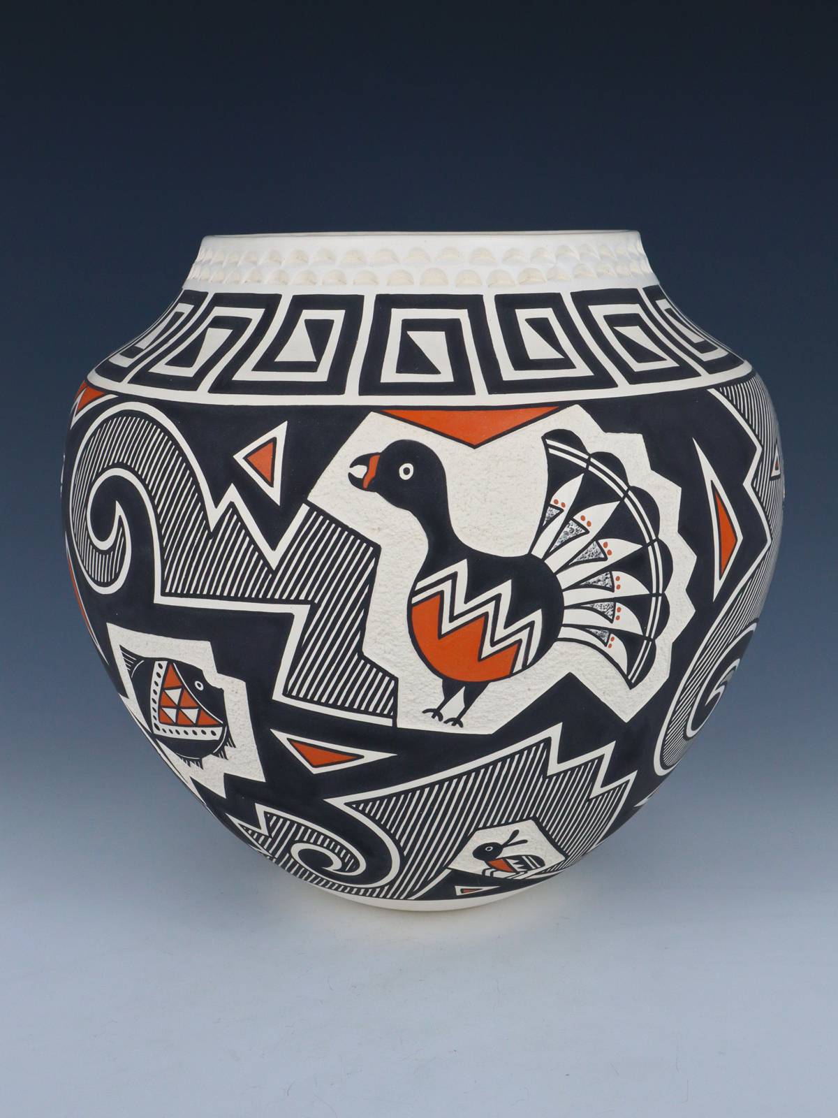 Geometric Acoma Pueblo Painted Deer Seed Pot - PuebloDirect.com