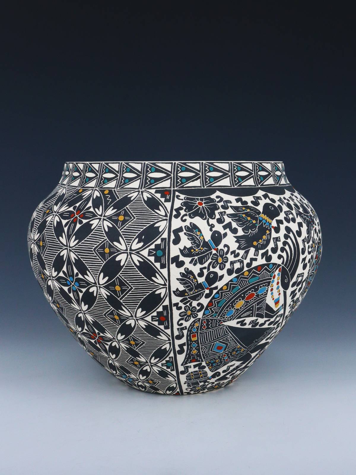 Santa Ana Etched Kokopelli Pottery Bowl - PuebloDirect.com