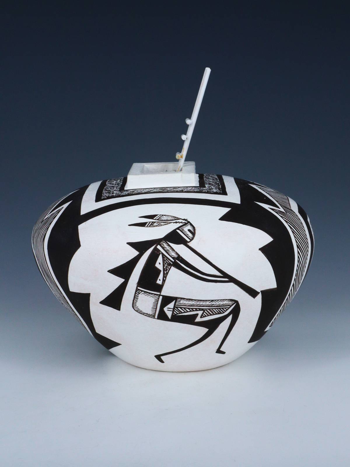 Acoma Style Painted Lizard Hand Coiled Pottery with Ladder - PuebloDirect.com