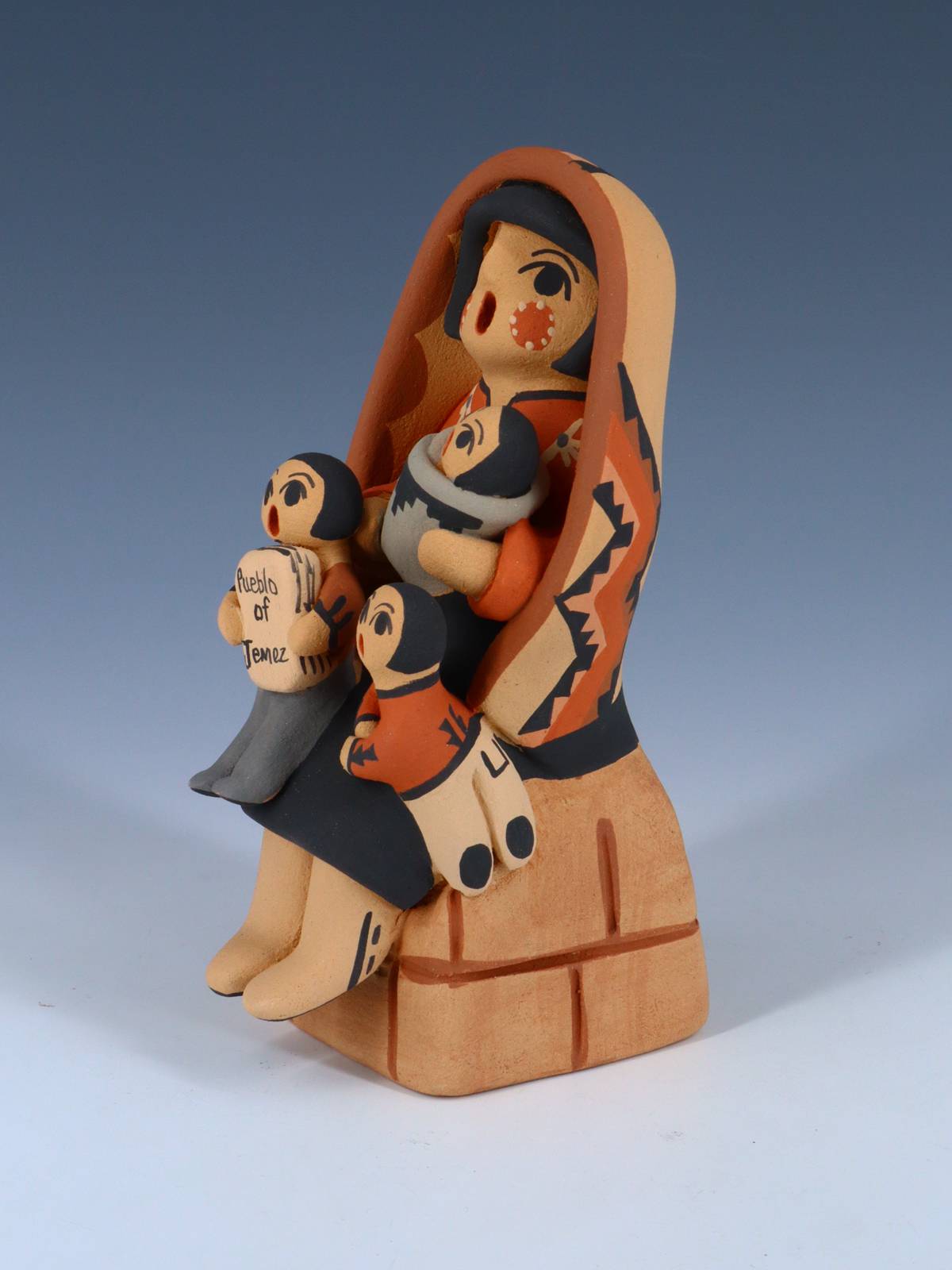 Jemez Pueblo Pottery Three Baby Storyteller - PuebloDirect.com