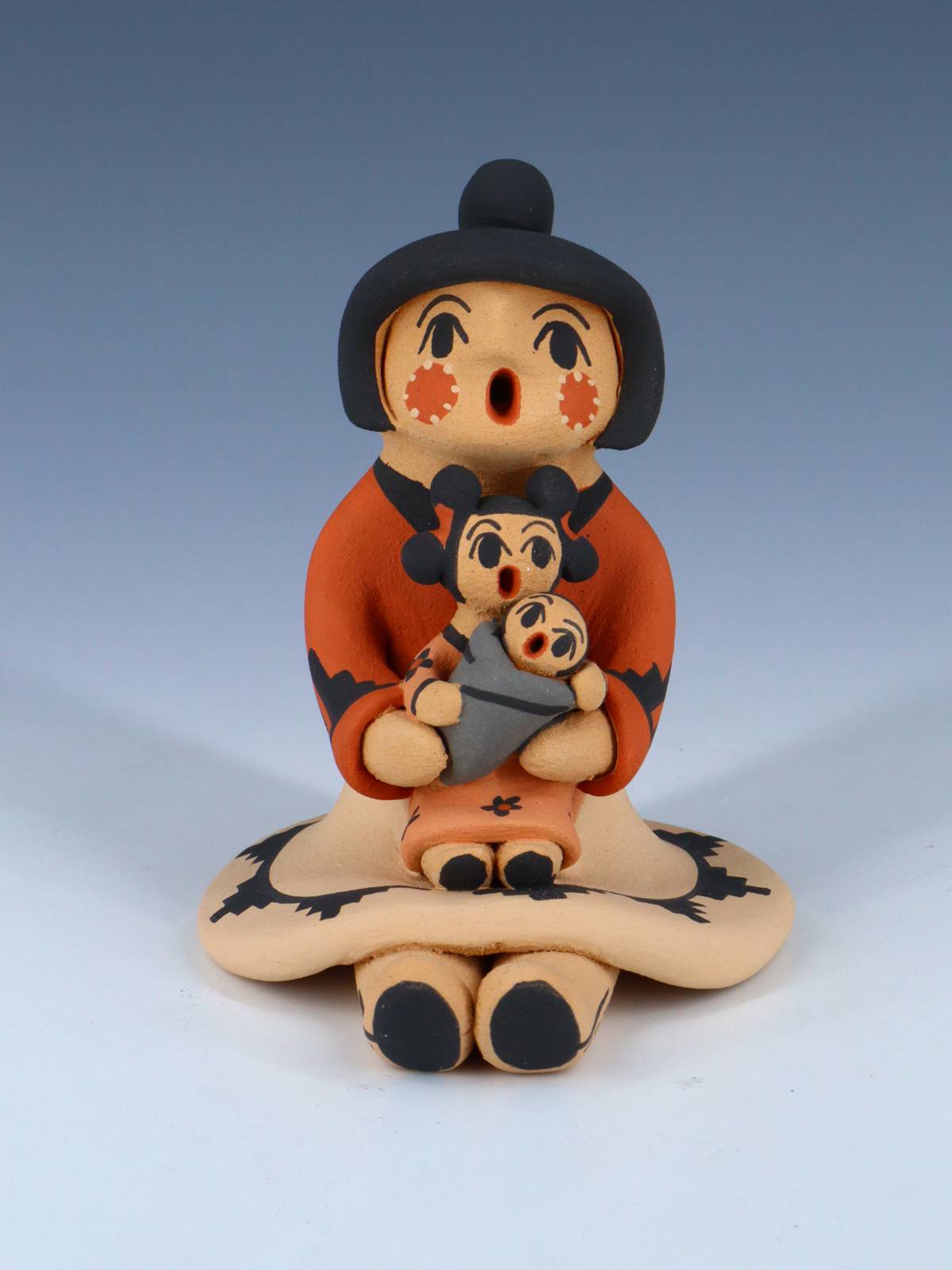 Jemez Pueblo Pottery Two Baby Storyteller - PuebloDirect.com