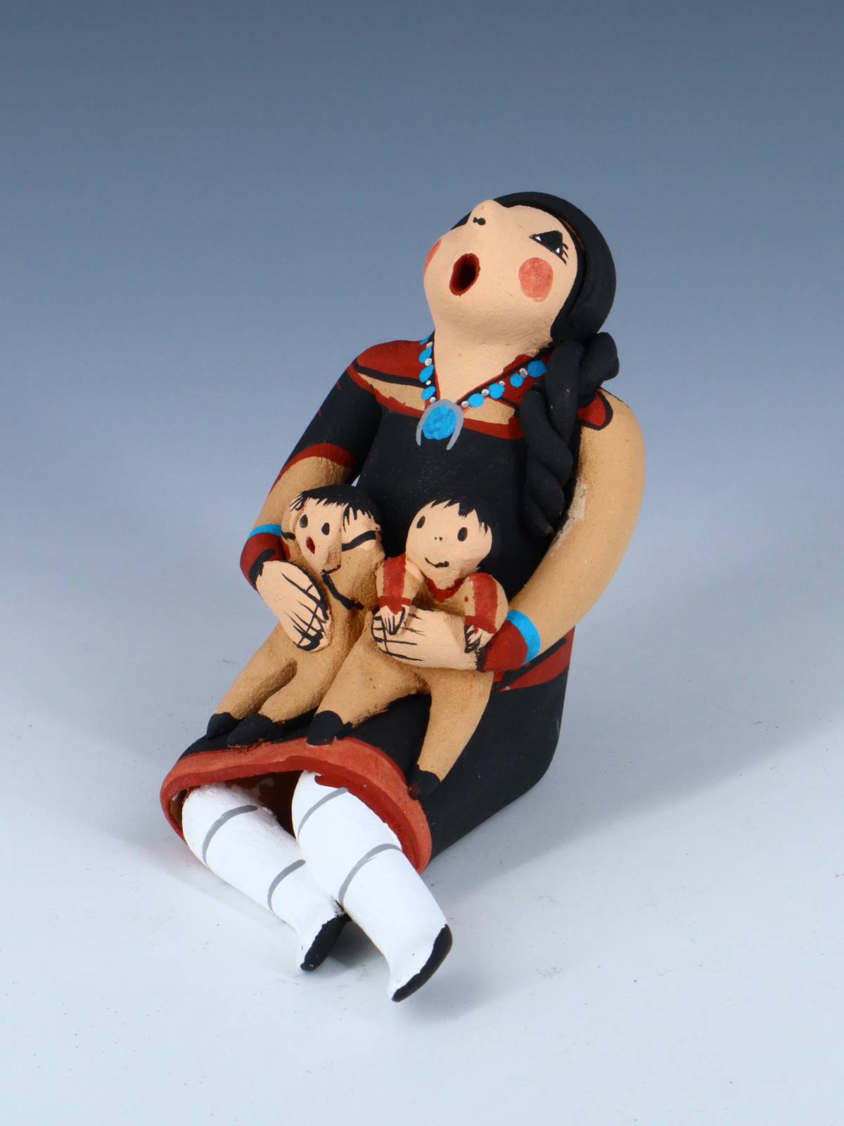 Jemez Pueblo Pottery Two Baby Storyteller Doll - PuebloDirect.com