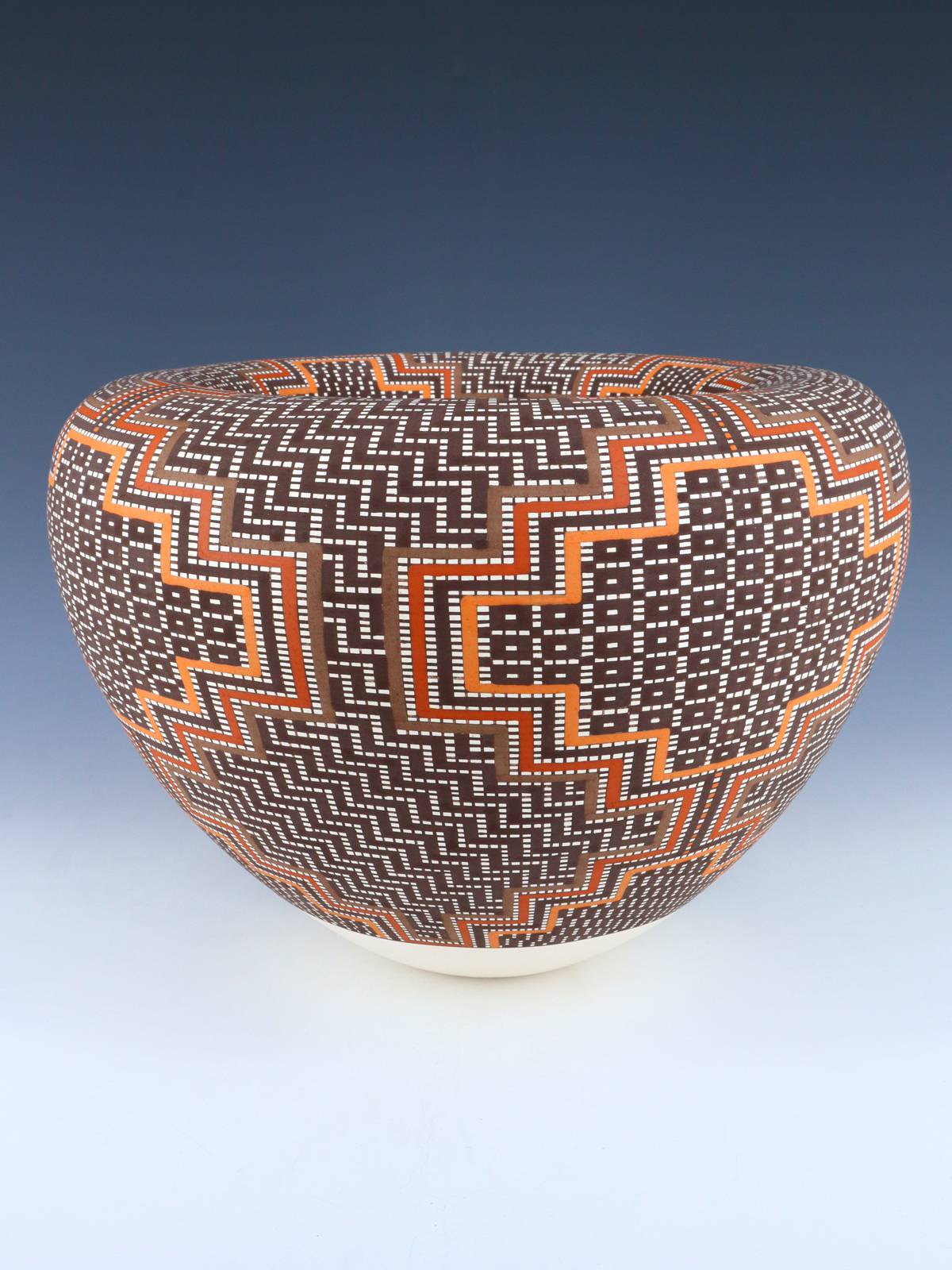 Acoma Pueblo Pottery Large Hand Coiled Infinity Rim Bowl - PuebloDirect.com