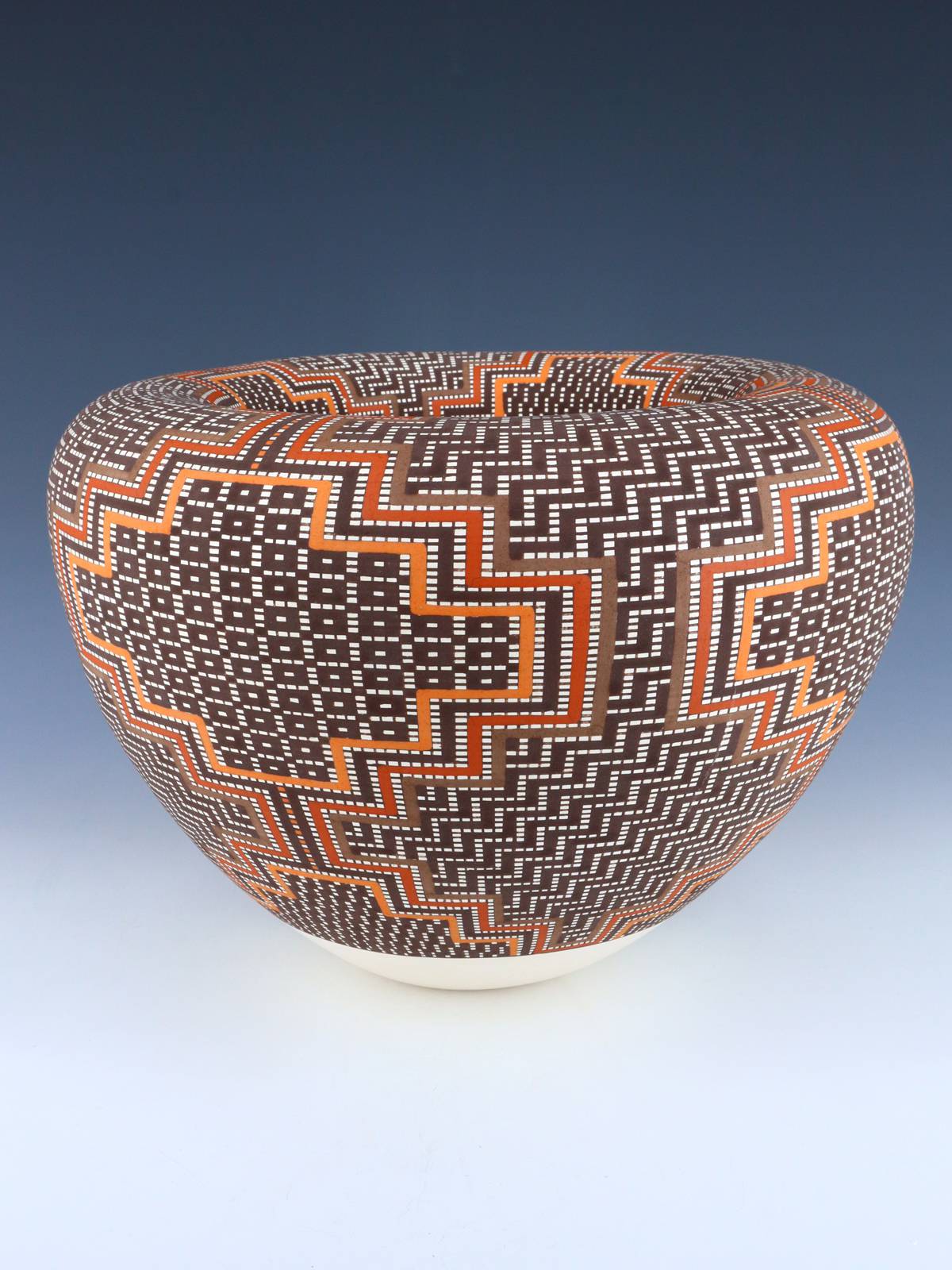 Acoma Pueblo Pottery Large Hand Coiled Infinity Rim Bowl - PuebloDirect.com
