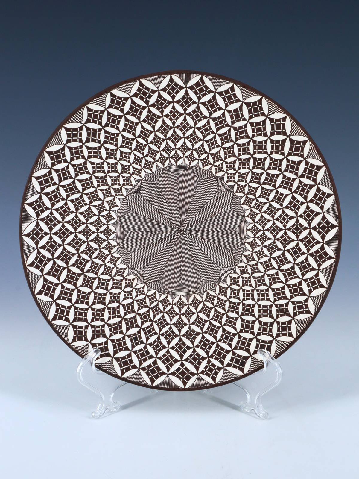 Hand Made Acoma Pueblo Pottery Snowflake and Fineline Plate - PuebloDirect.com