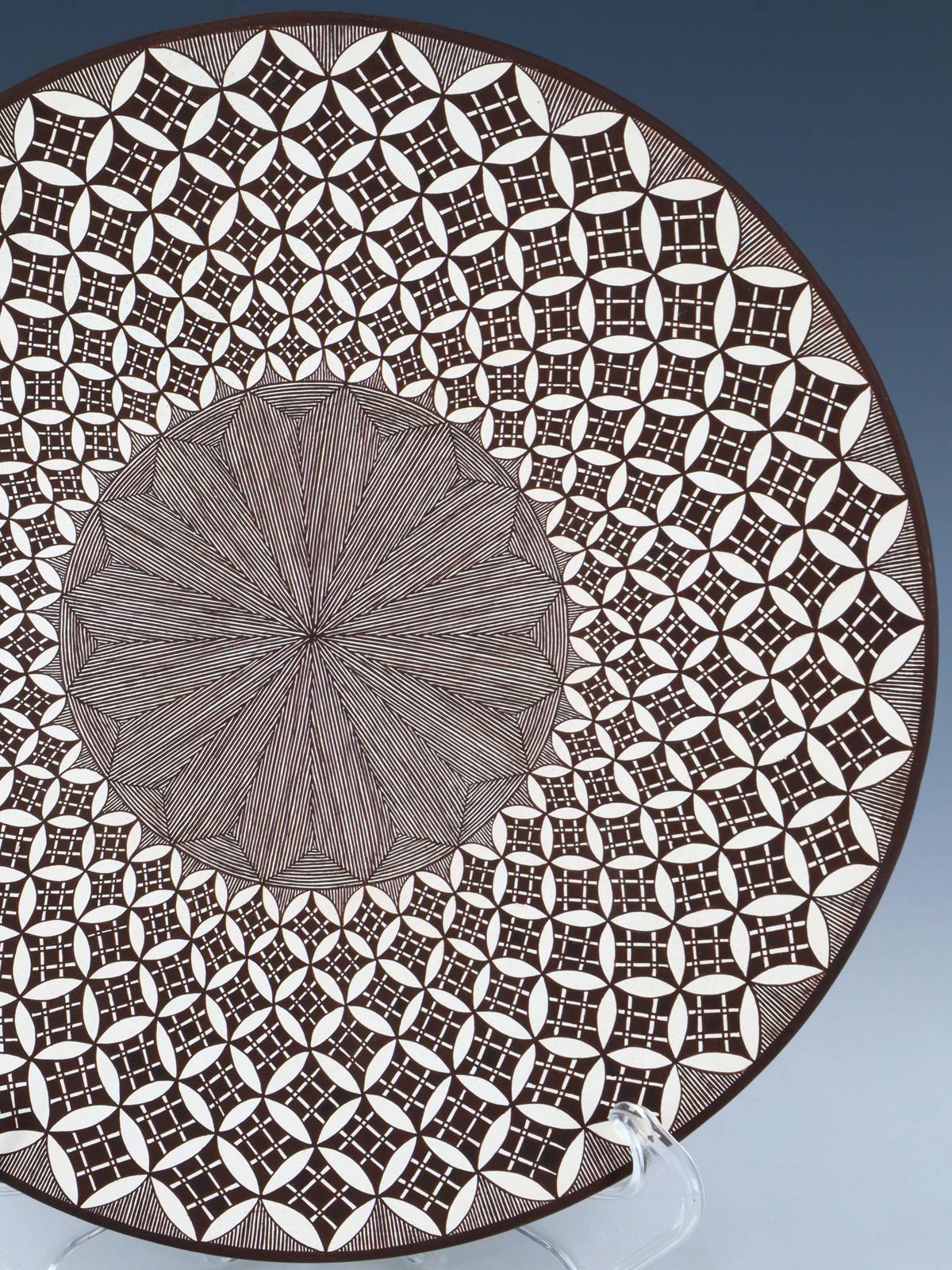Hand Made Acoma Pueblo Pottery Snowflake and Fineline Plate - PuebloDirect.com