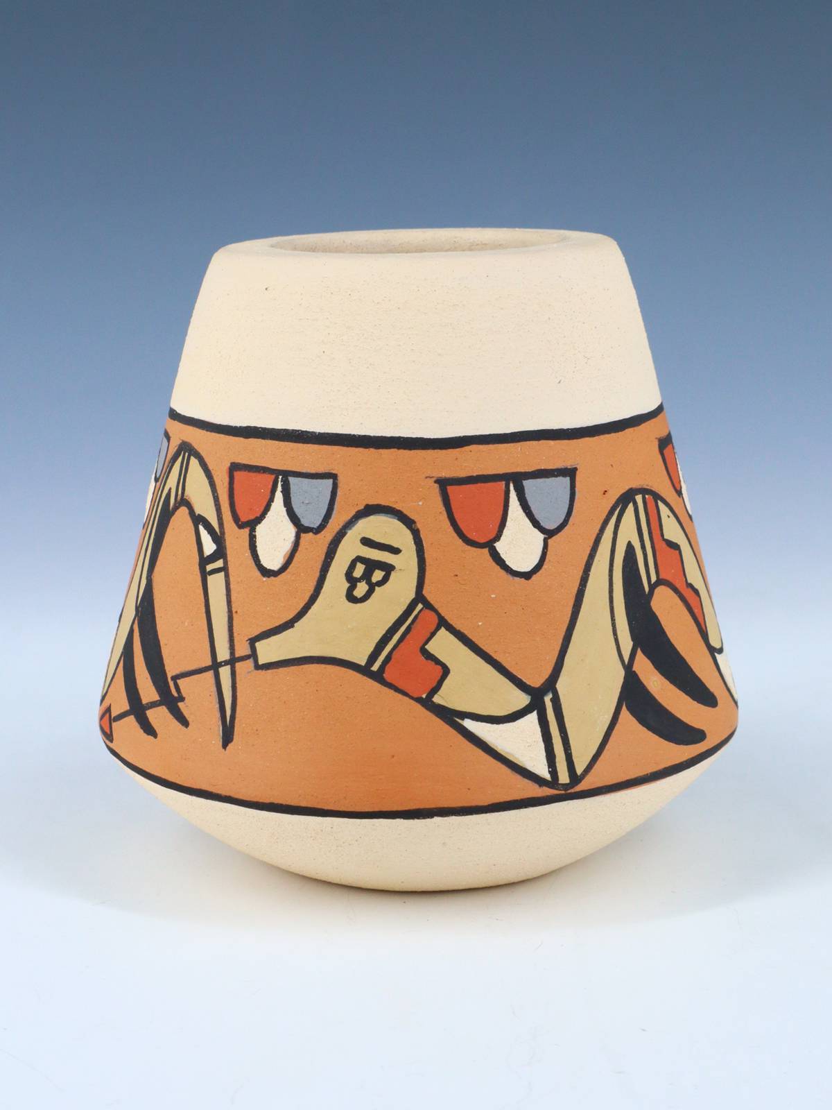 Hand Coiled Nambe Pueblo Polychrome Painted Pottery - PuebloDirect.com