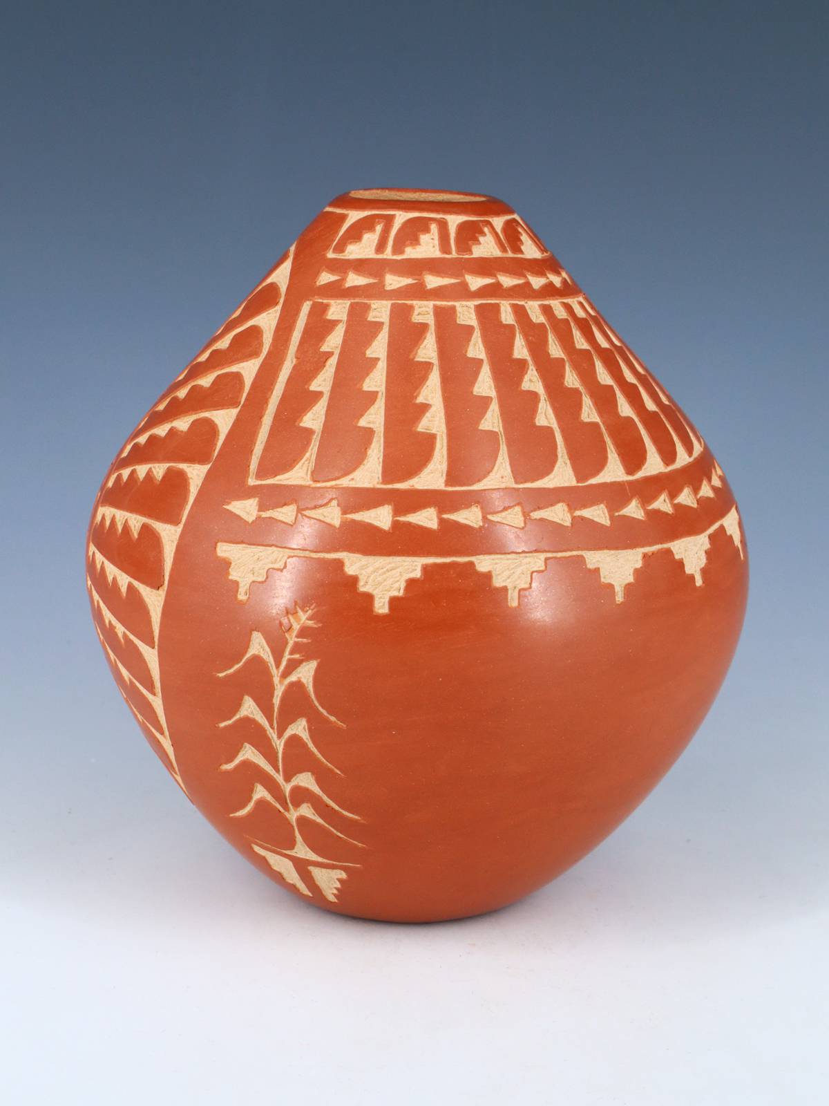 Etched Jemez Pueblo Pottery Wheat Pot - PuebloDirect.com
