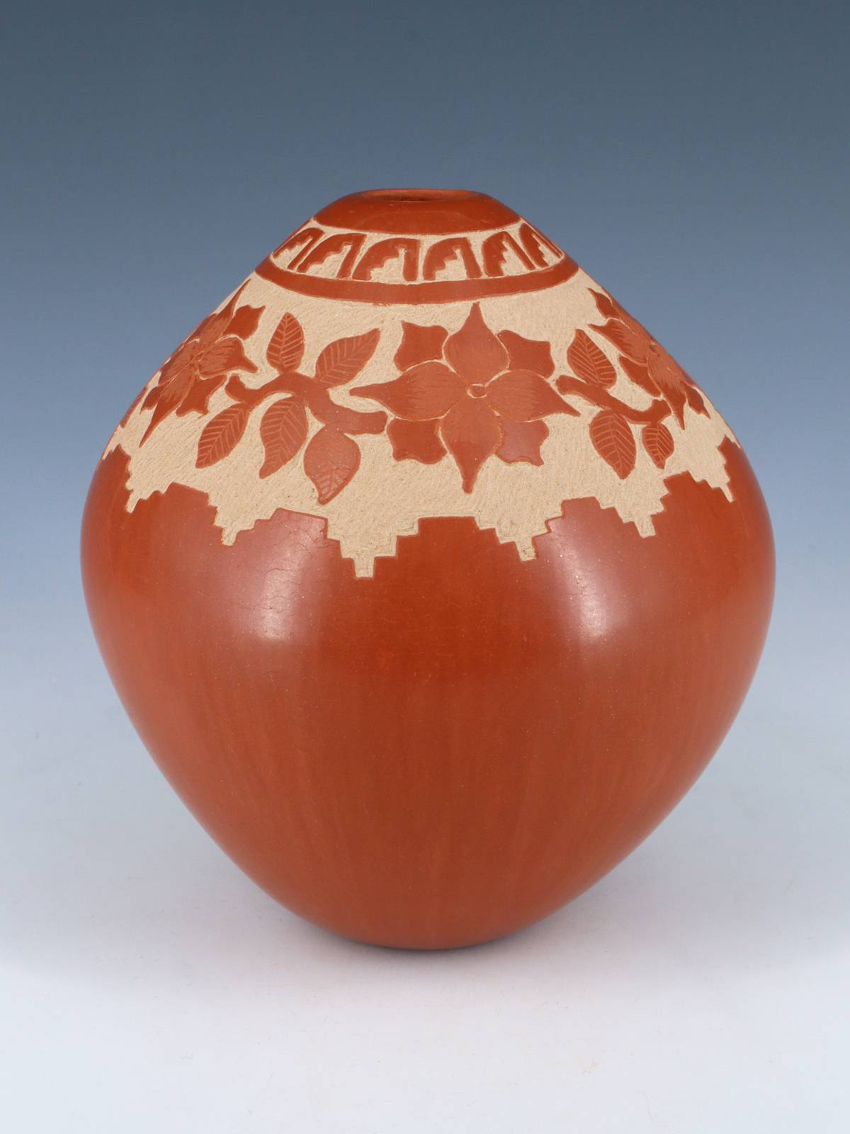 Etched Jemez Pueblo Pottery Butterfly Pot - PuebloDirect.com