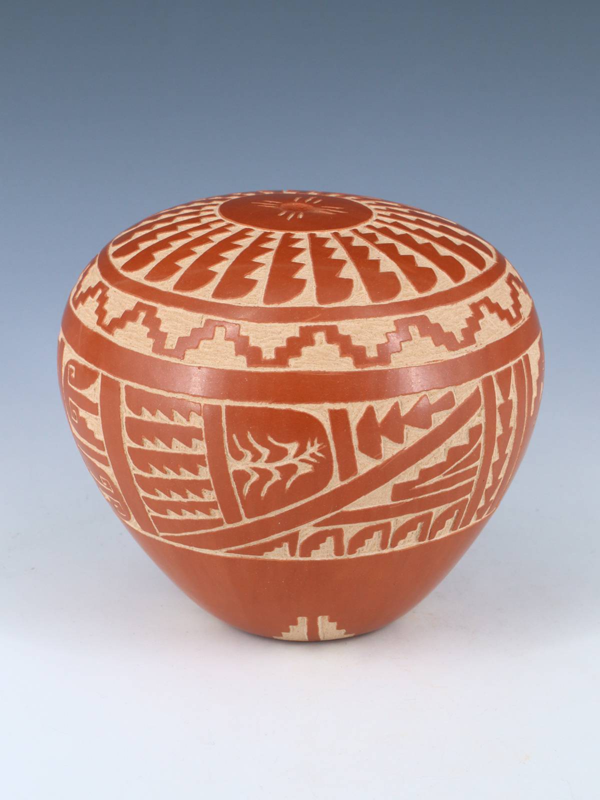 Etched Jemez Pueblo Pottery Wheat Seed Pot - PuebloDirect.com