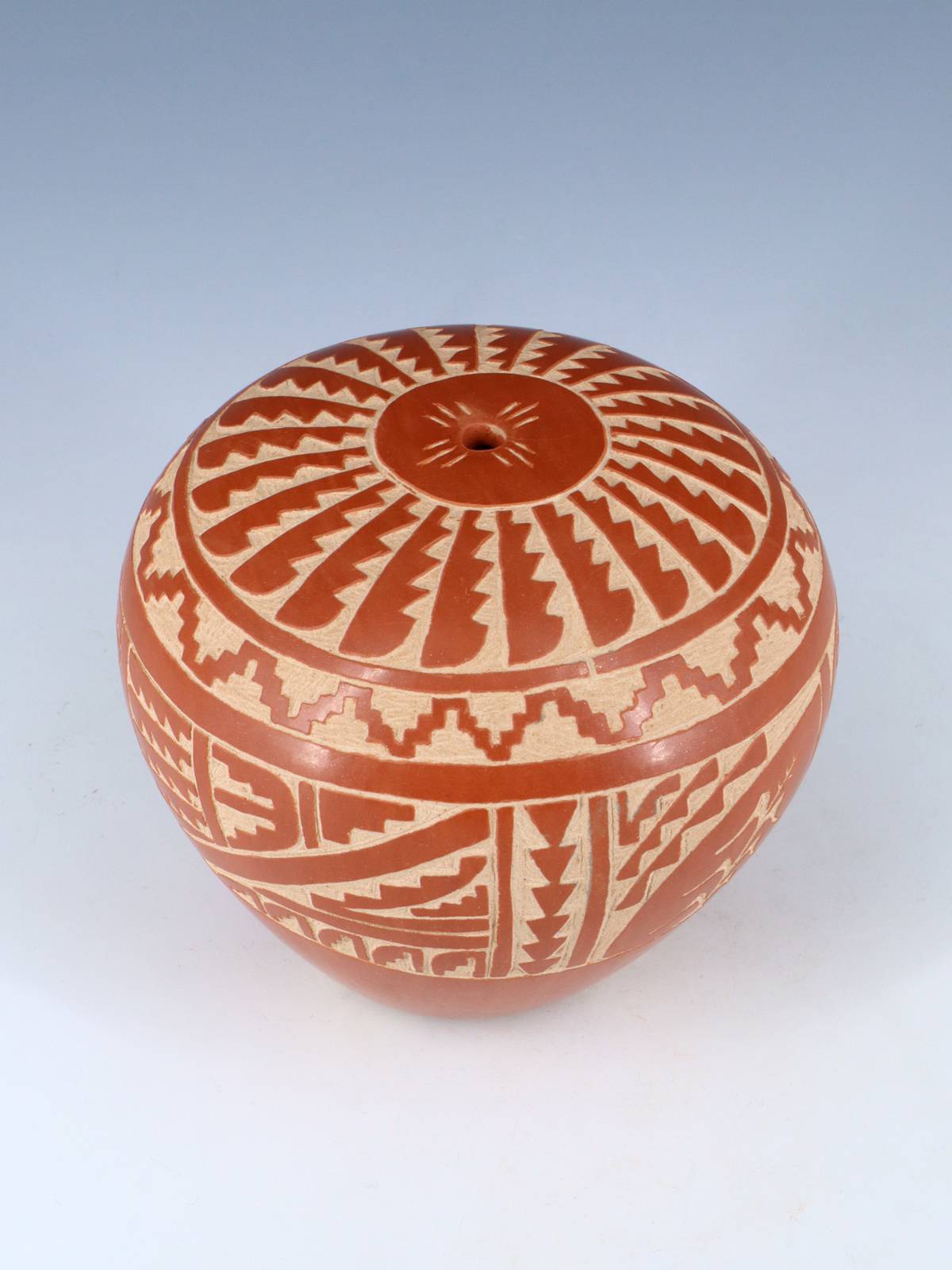 Etched Jemez Pueblo Pottery Wheat Seed Pot - PuebloDirect.com