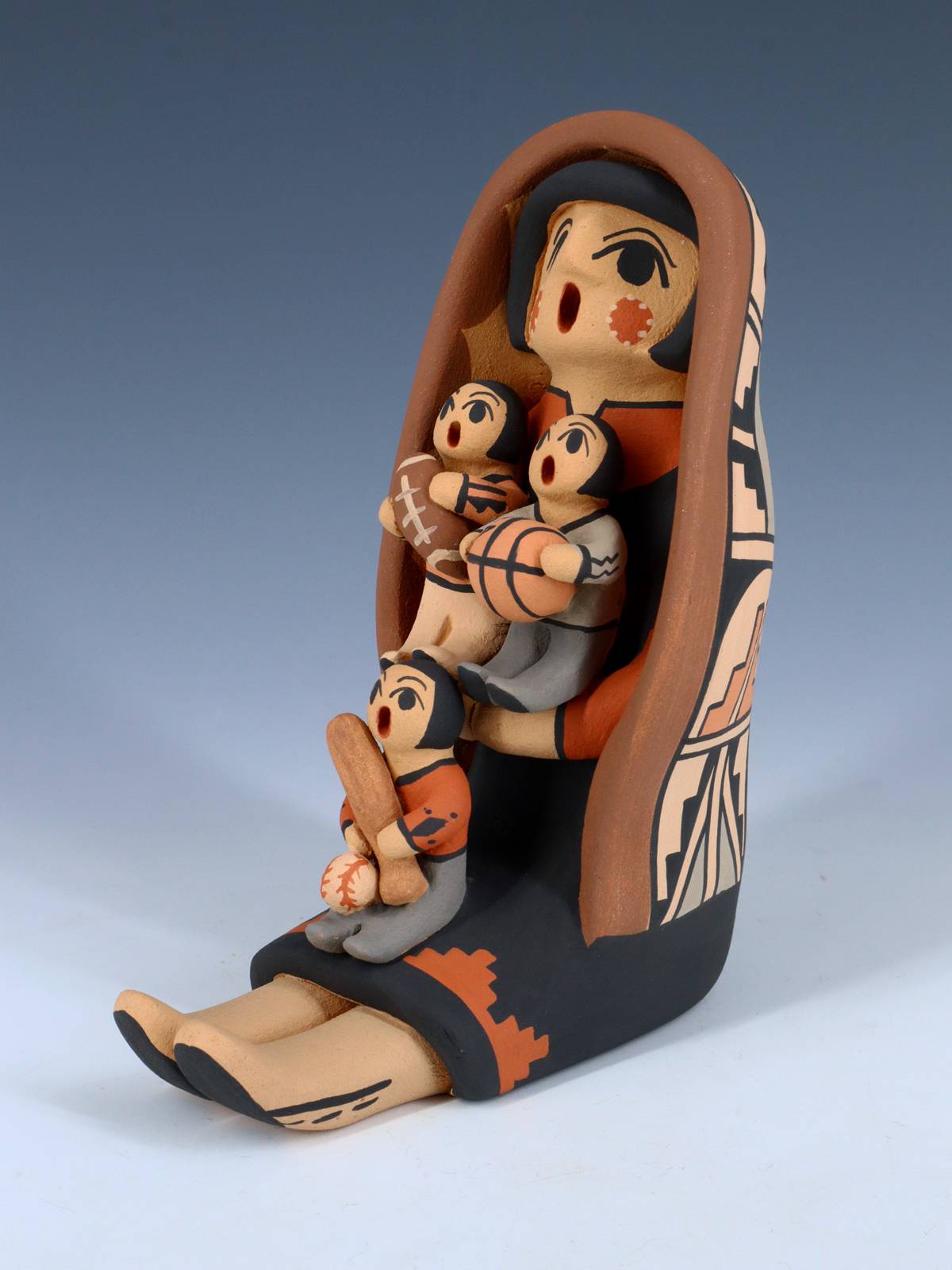 Jemez Pueblo Pottery Three Baby Storyteller - PuebloDirect.com