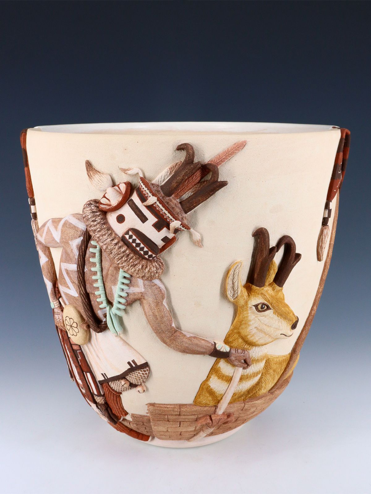 Navajo and Hopi Collaborative Hand Coiled Pottery Jar - PuebloDirect.com
