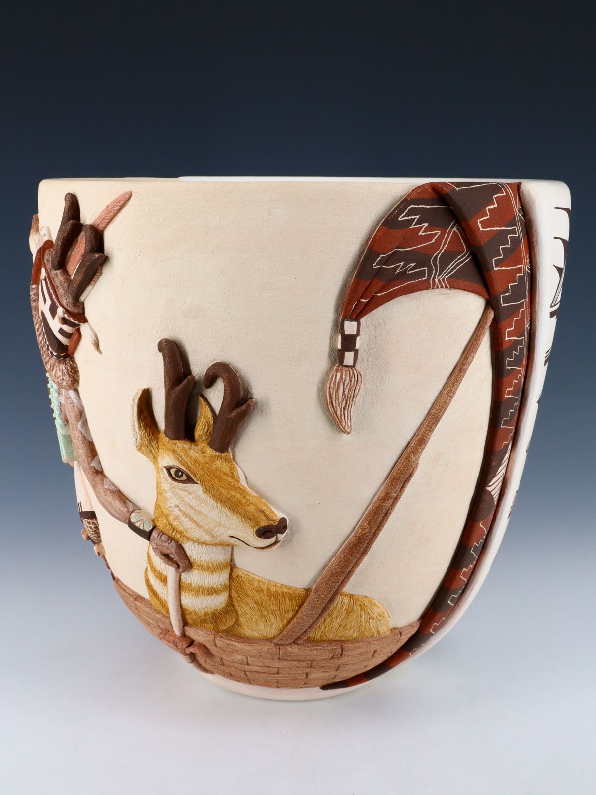 Navajo and Hopi Collaborative Hand Coiled Pottery Jar - PuebloDirect.com