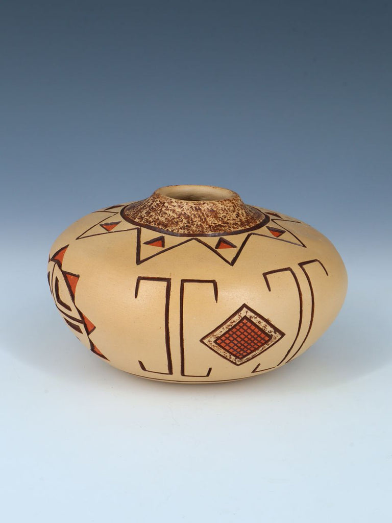 Hopi Hand Coiled Carved Pottery Seed Pot - PuebloDirect.com